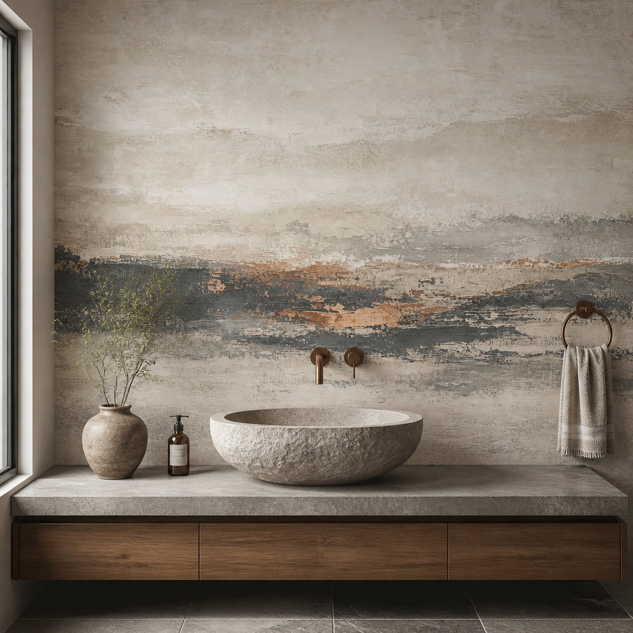 Textured Plaster Wallpaper Distressed Abstract Wall Mural