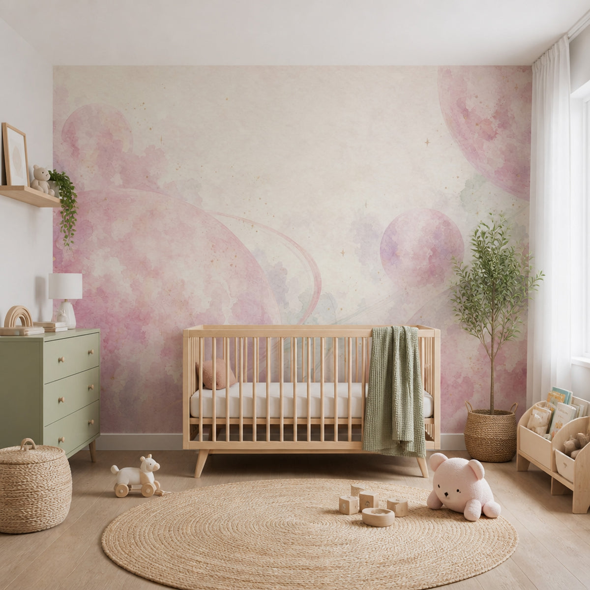 Celestial Wallpaper Watercolor Planets Wall Mural