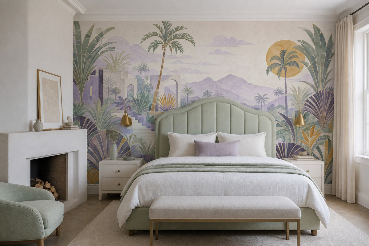 Watercolor Texture Wallpaper Tropical Landscape Art Deco Removable Wall Decor