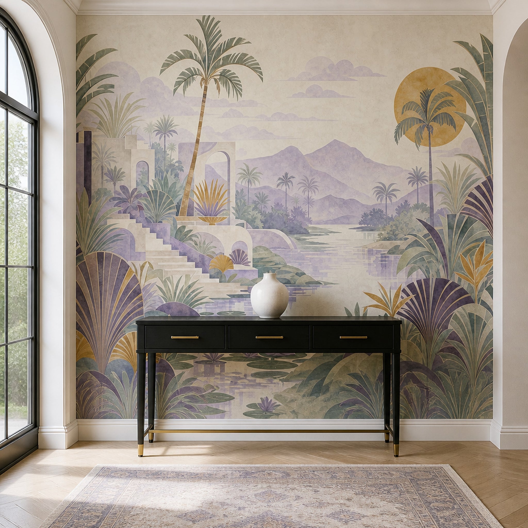 Watercolor Texture Wallpaper Tropical Landscape Art Deco Removable Wall Decor