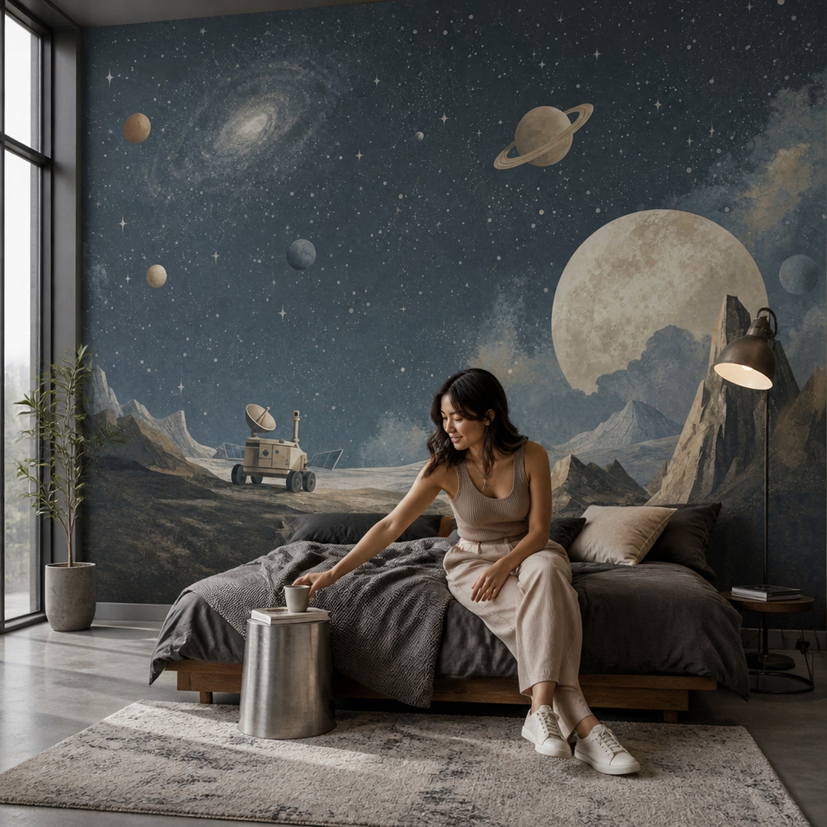 Space Rover Wallpaper Dark Space Starry Sky Wall Mural