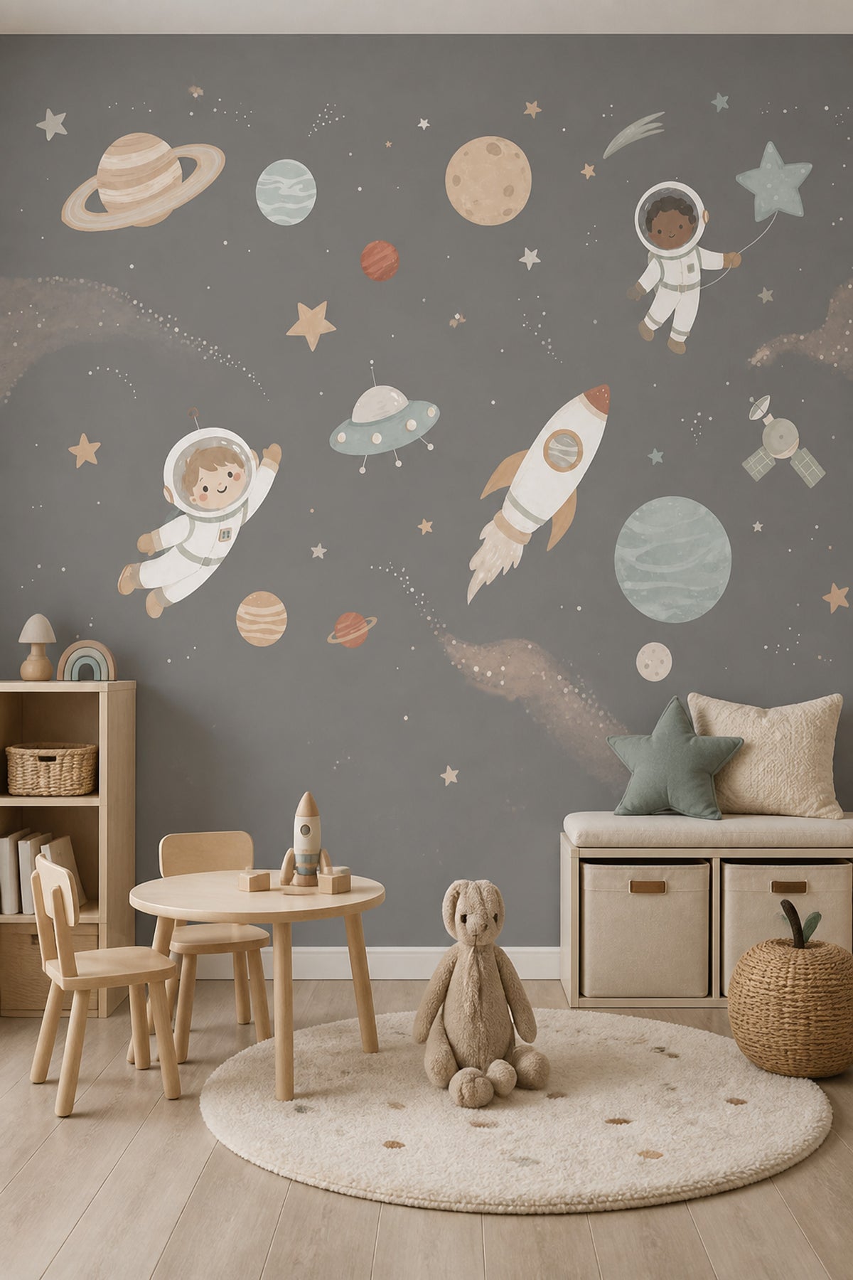 Space Wallpaper Astronauts Removable Planets Wall Decor