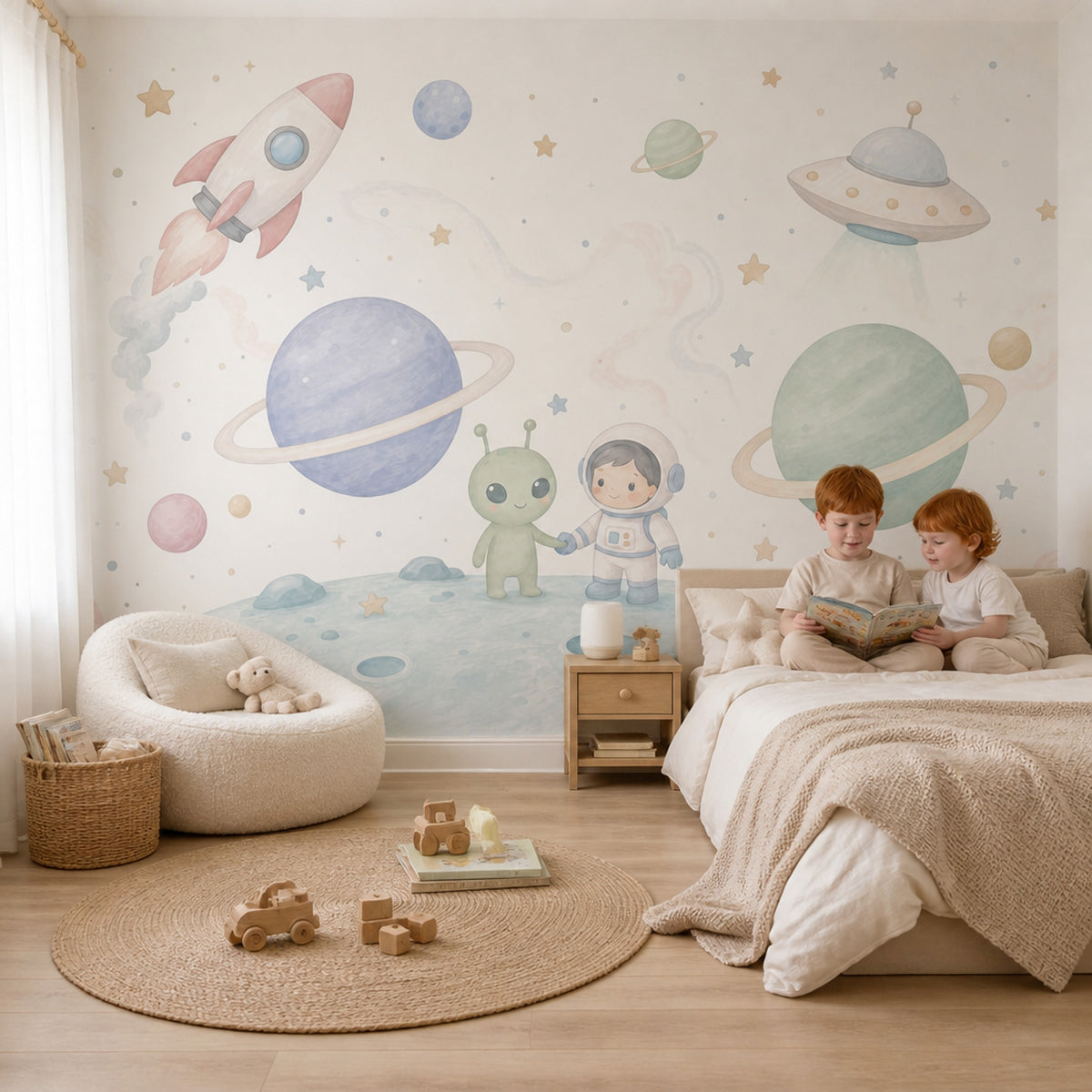 Watercolor Texture Wallpaper Holding Hands Kids Wall Mural