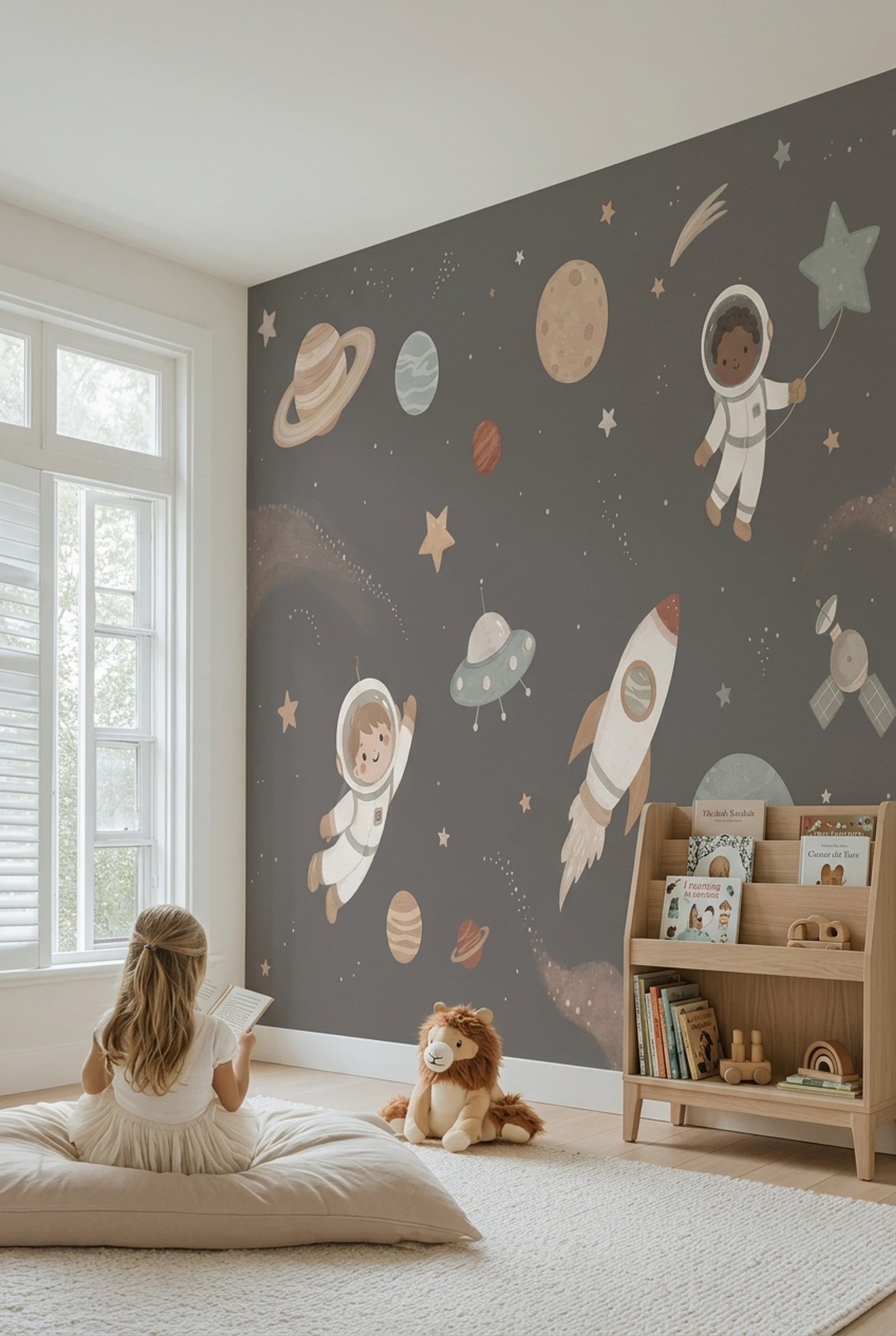 Space Wallpaper Astronauts Removable Planets Wall Decor