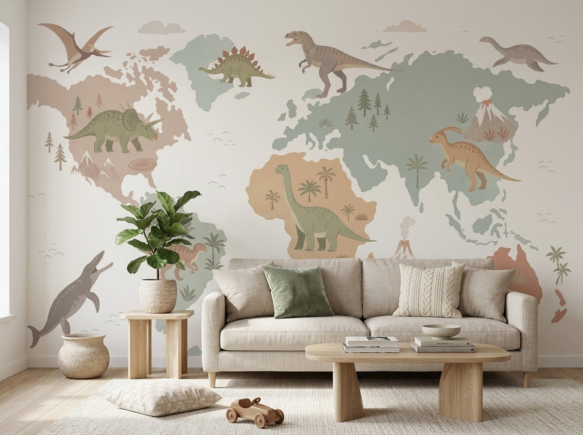 Dinosaur Map Wallpaper World Map Map World Wall Mural