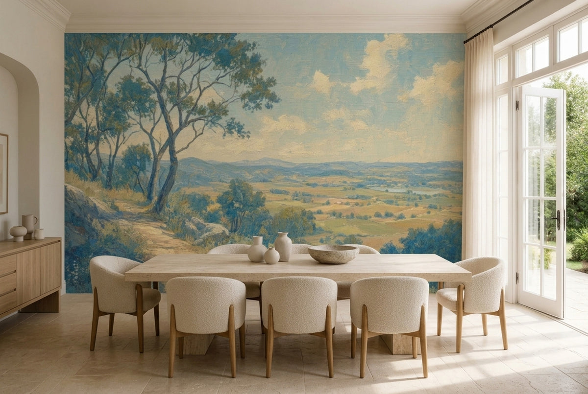 Scenic Landscape Wallpaper Valley View Winding Path Removable Wall Decor