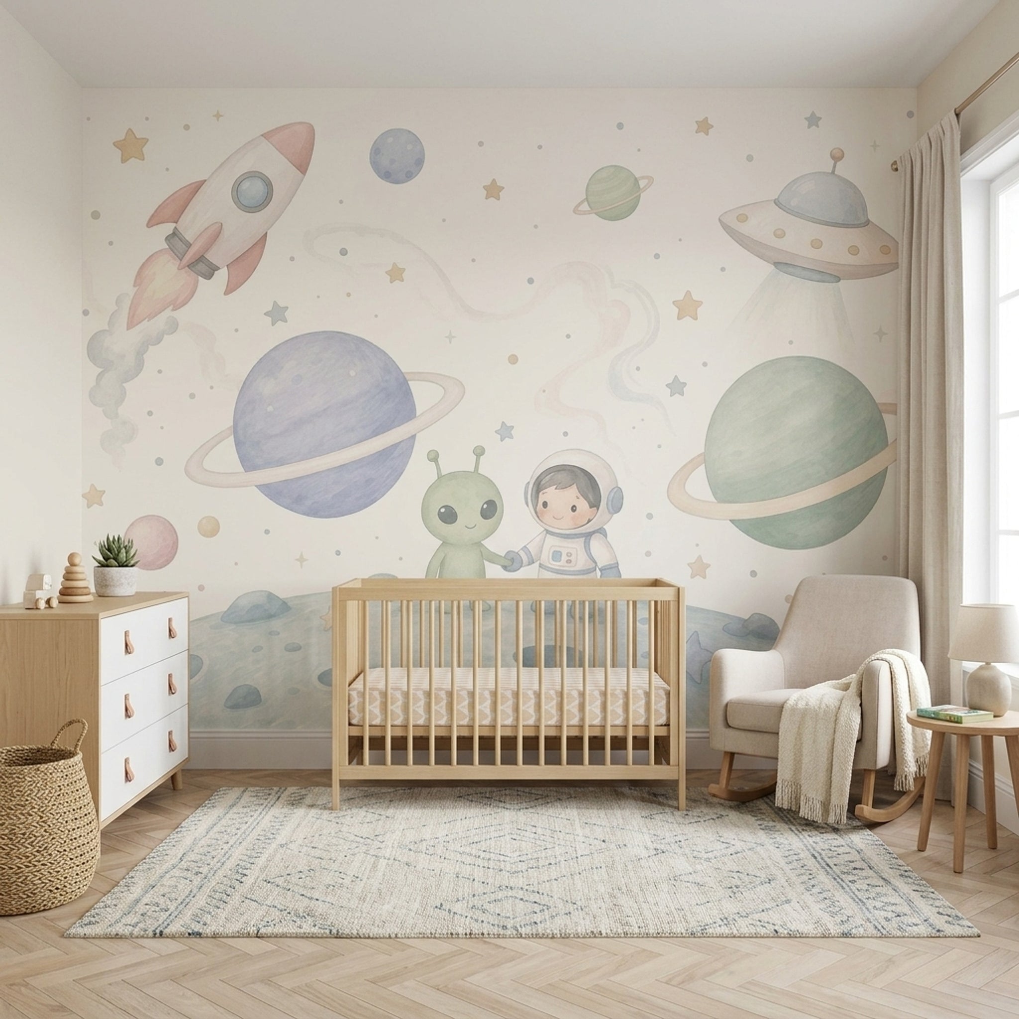 Watercolor Texture Wallpaper Holding Hands Kids Wall Mural