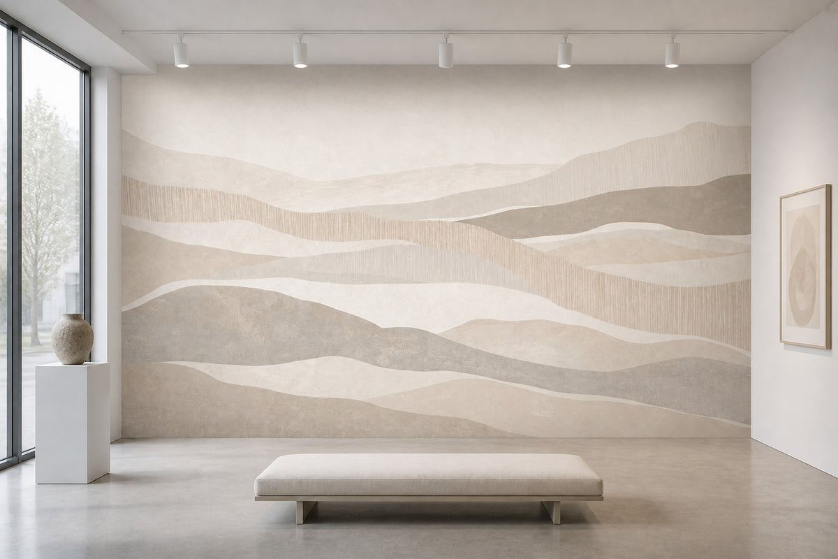 Abstract Landscape Wallpaper Neutral Hills Modern Mural Wall Mural