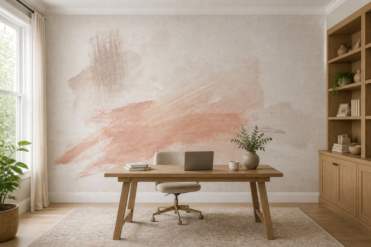 Abstract Wallpaper Brushstroke Beige Wall Mural