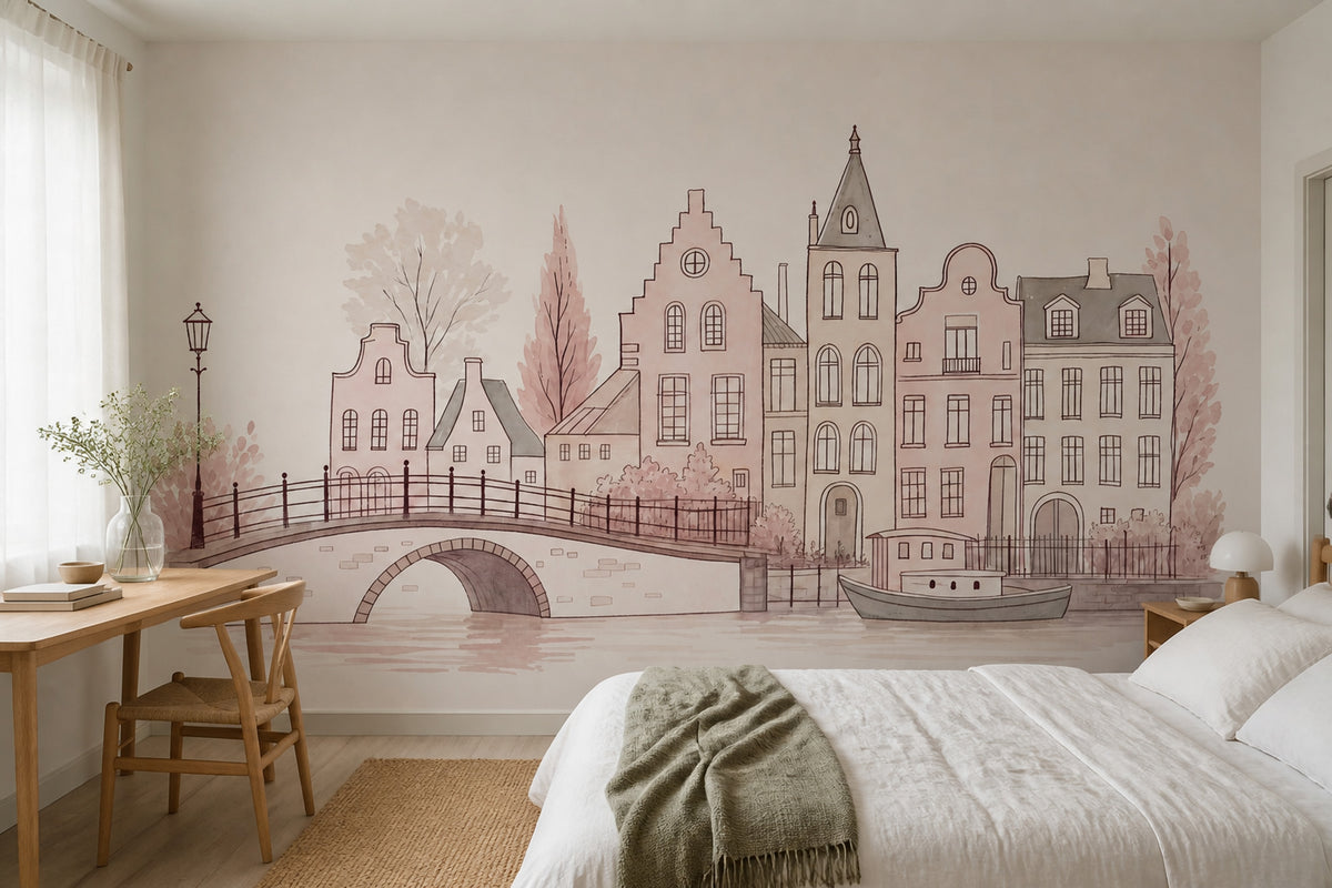 Dutch Canal Wallpaper Amsterdam Removable European Cityscape Wall Decor