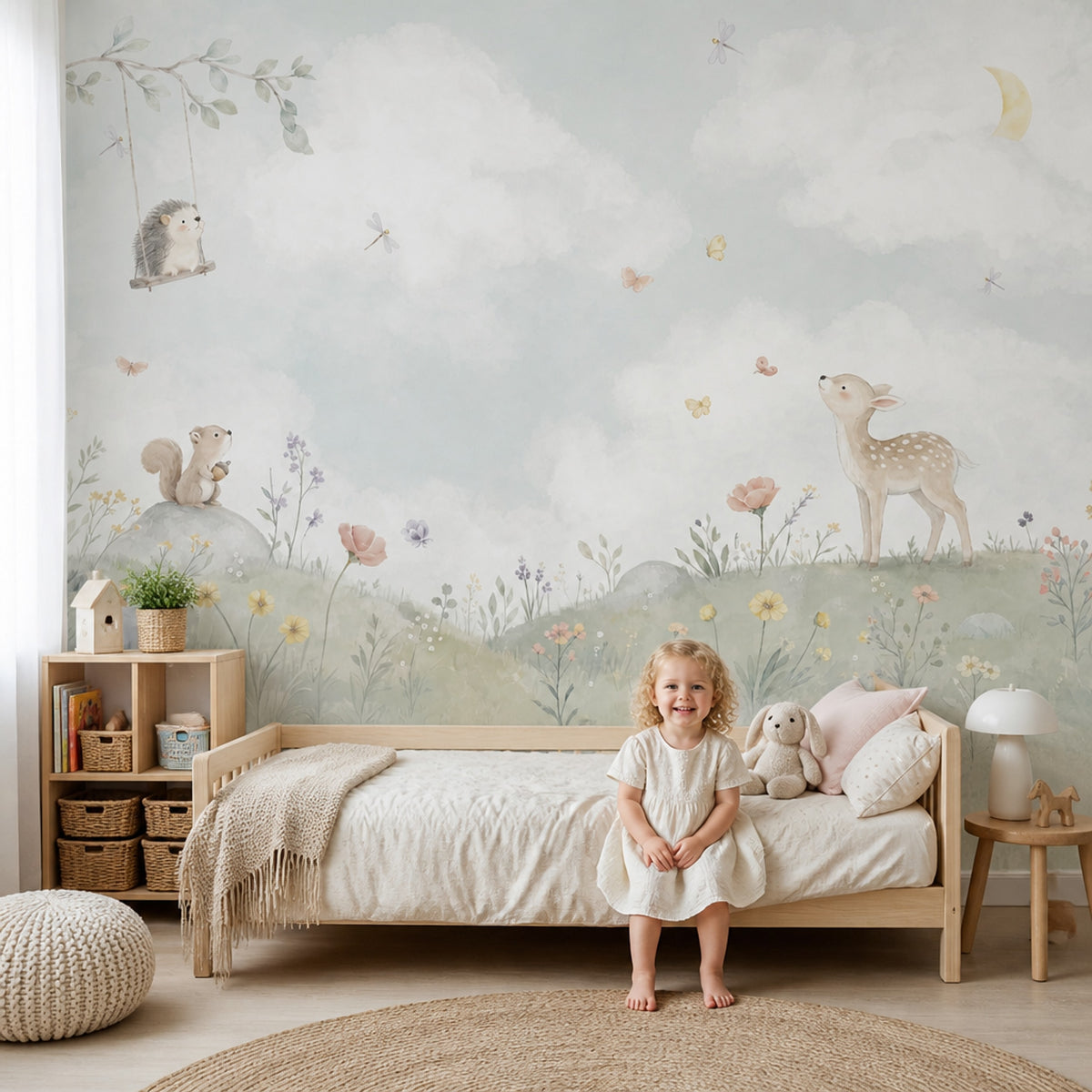Woodland Animals Wallpaper Watercolor Nursery Removable Wall Decor