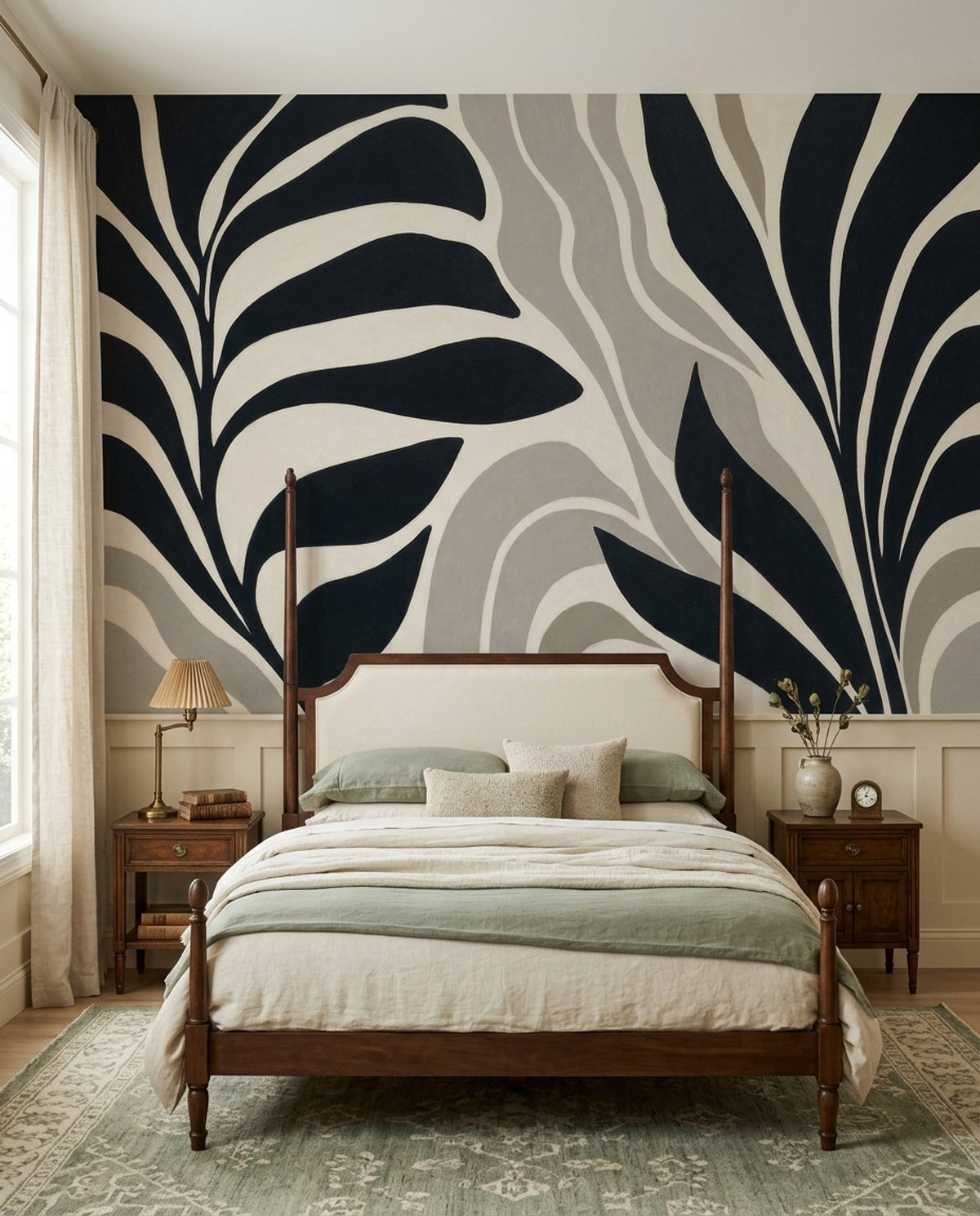 Dark Botanical Wallpaper Abstract Leaves Neutral Wallpaper Wall Mural