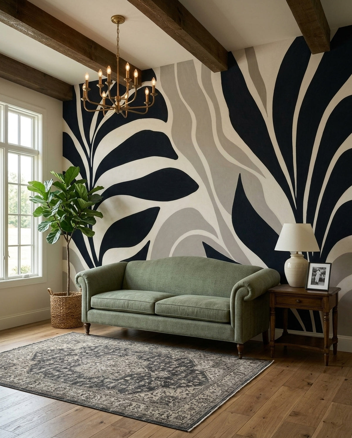 Dark Botanical Wallpaper Abstract Leaves Neutral Wallpaper Wall Mural