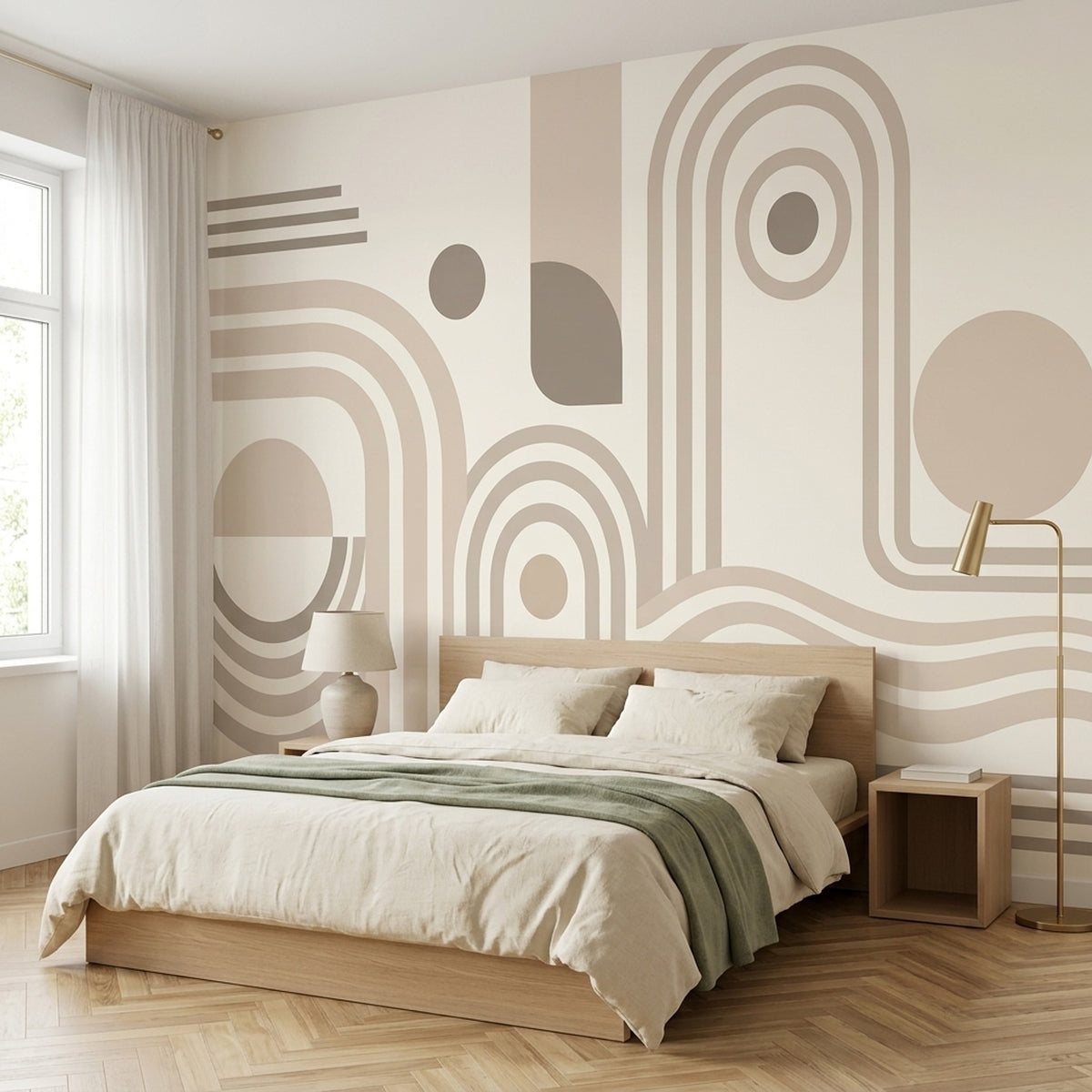 White Background Wallpaper Minimal Geometric Removable Wall Decor