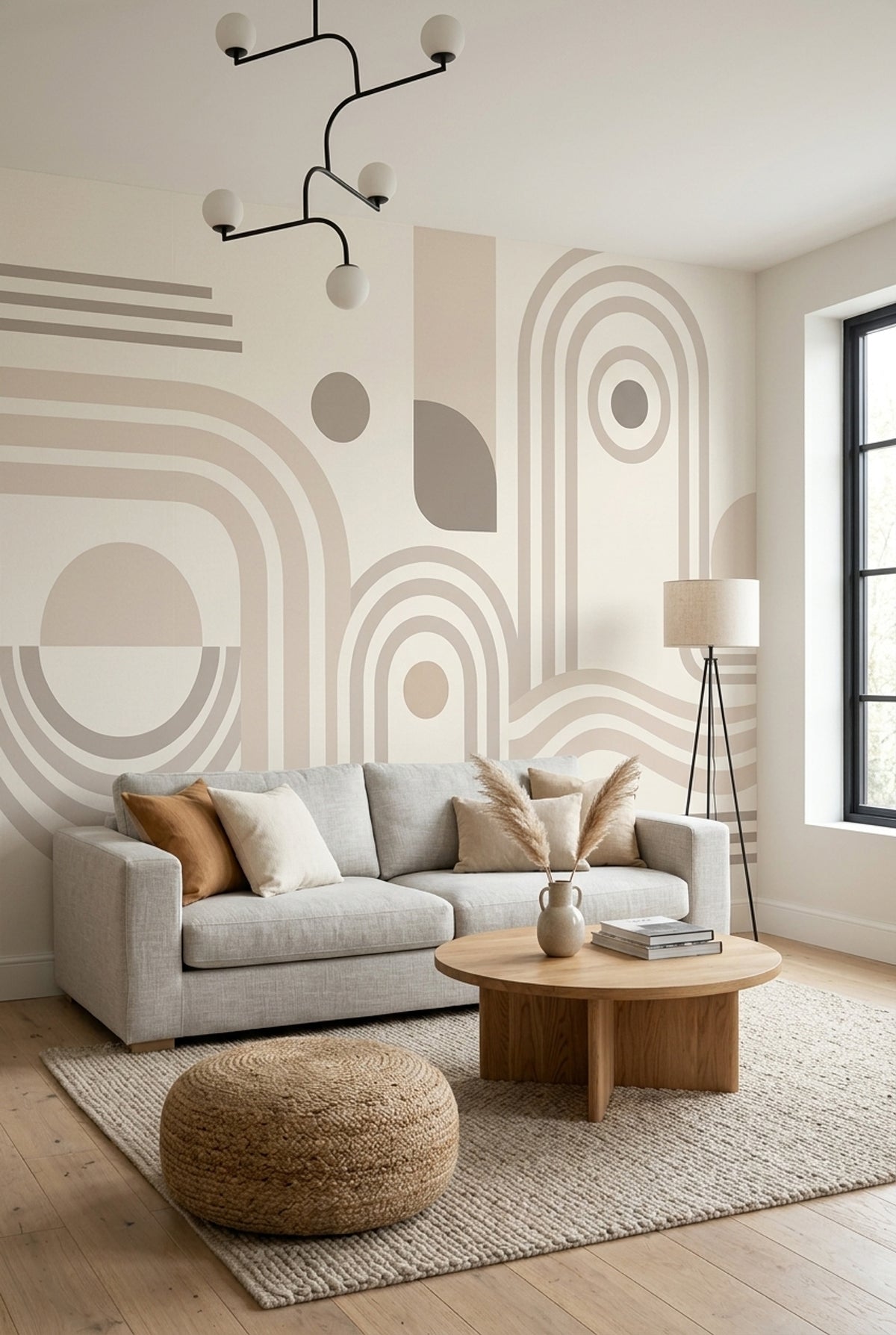 White Background Wallpaper Minimal Geometric Removable Wall Decor