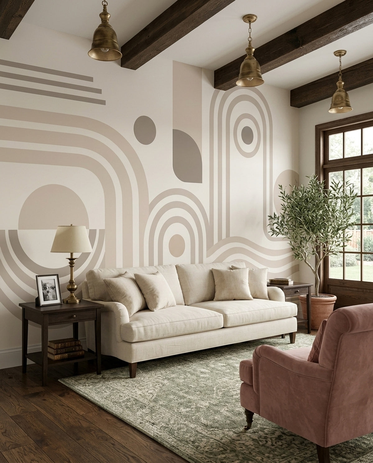 White Background Wallpaper Minimal Geometric Removable Wall Decor