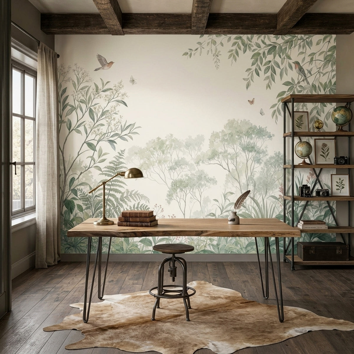 Muted Green Wallpaper Sage Green Botanical Wall Mural