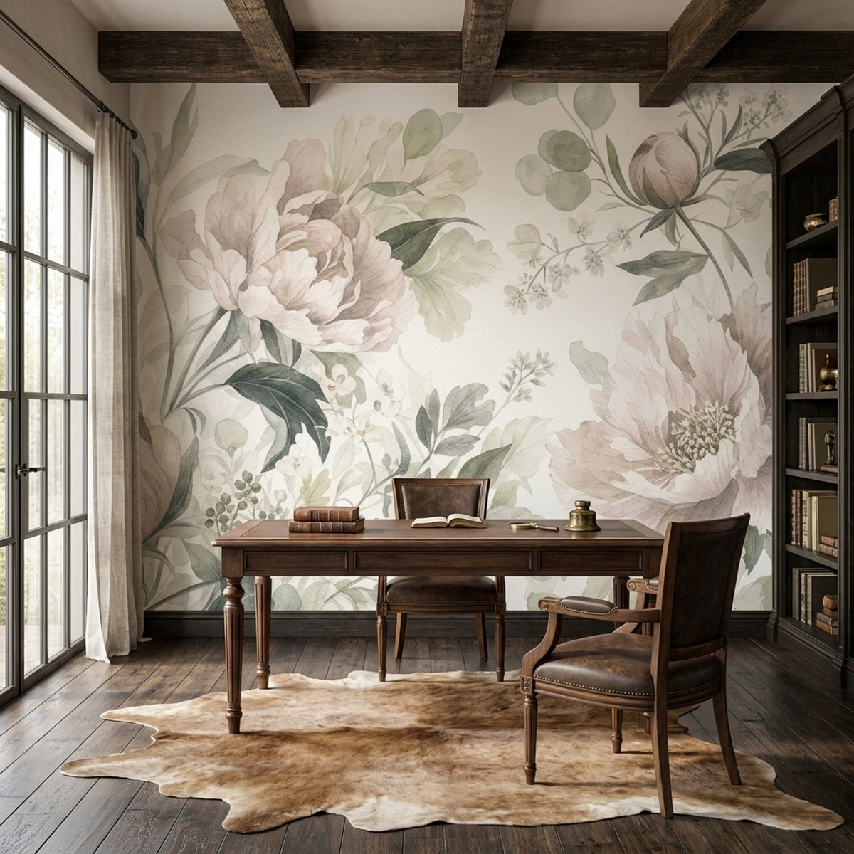 Peonies Wallpaper Watercolor Removable Botanical Wall Decor