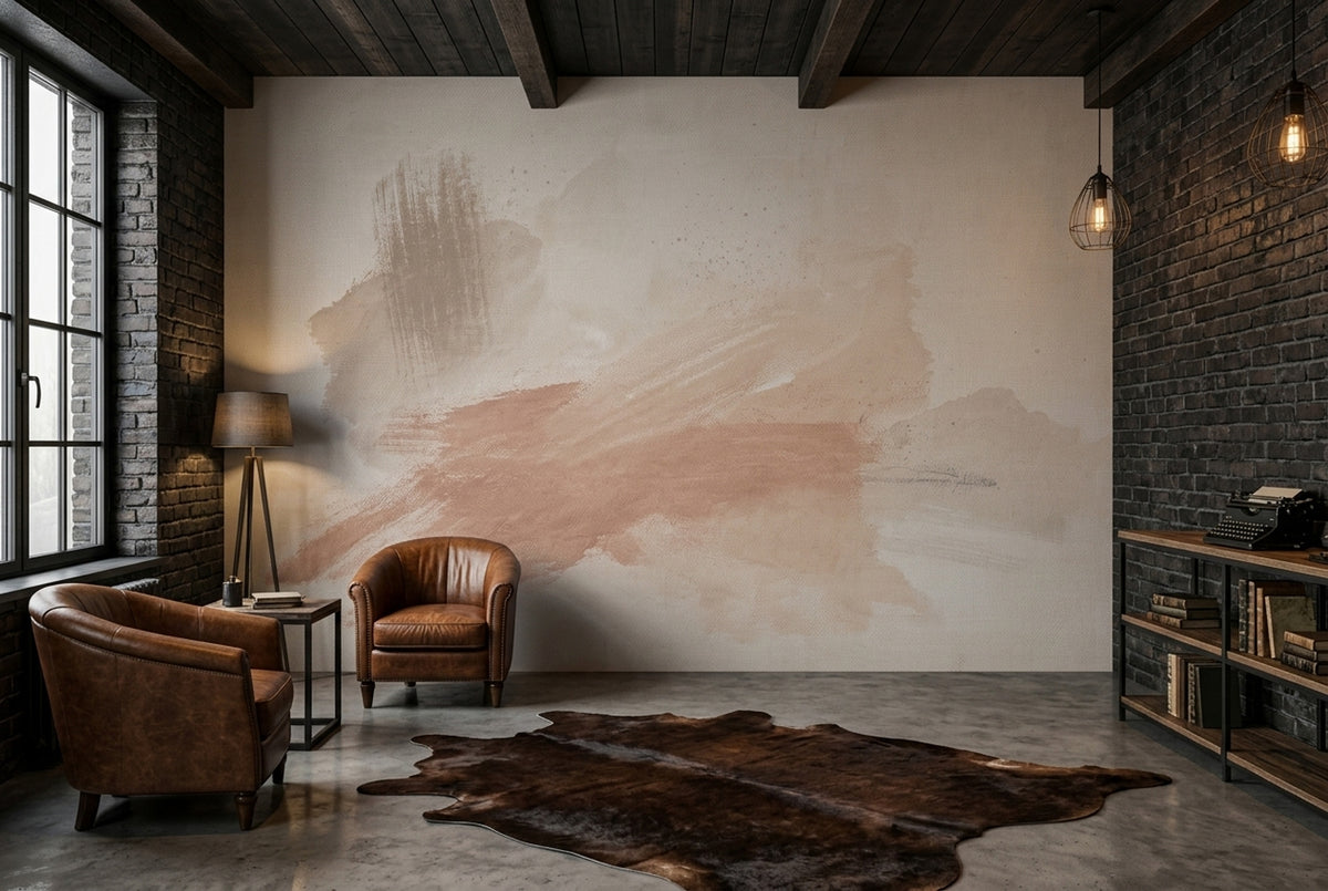 Abstract Wallpaper Brushstroke Beige Wall Mural