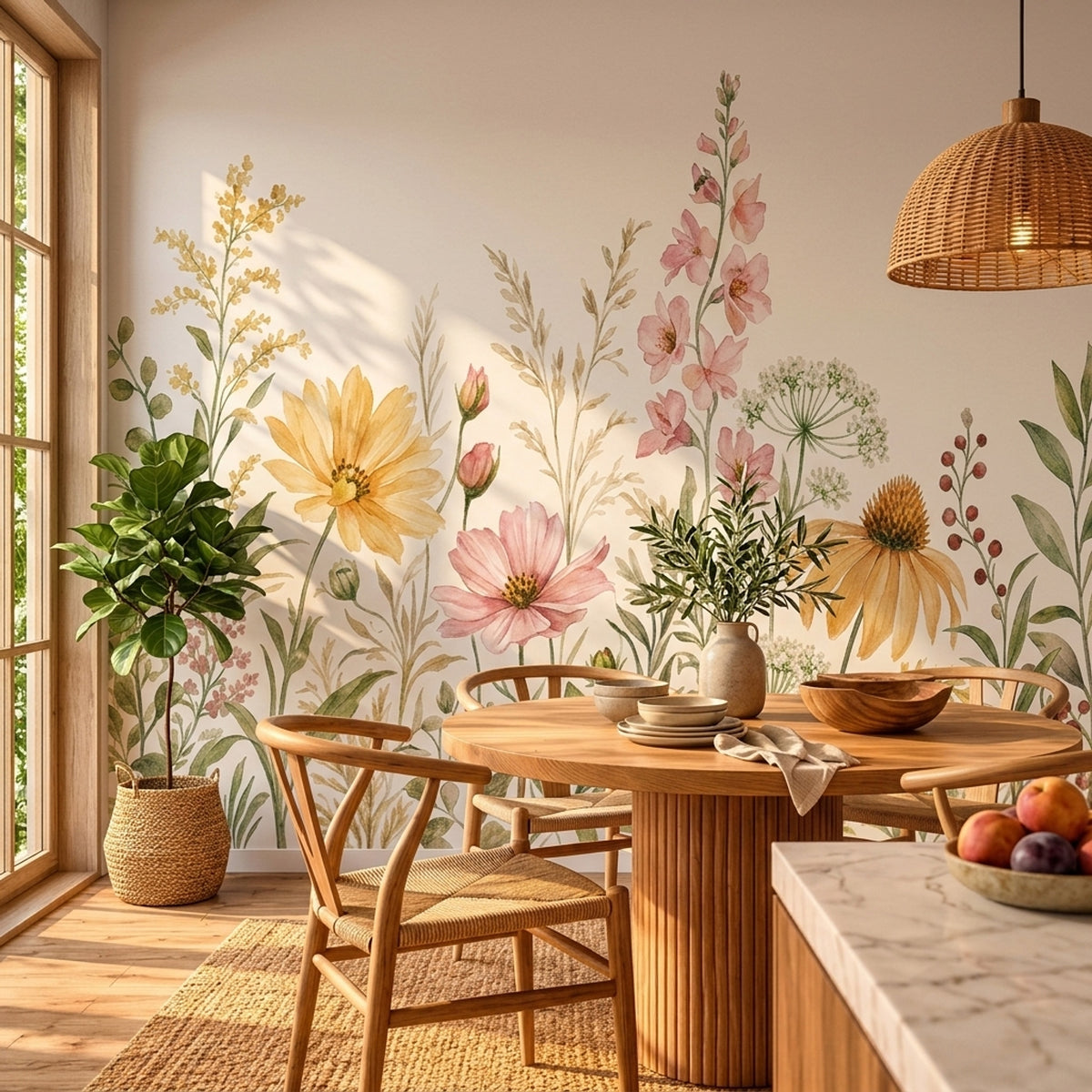 Watercolor Wallpaper Wildflowers Botanical Removable Wall Decor