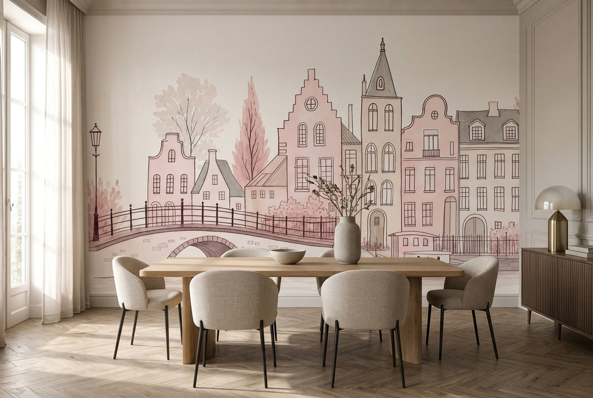 Dutch Canal Wallpaper Amsterdam Removable European Cityscape Wall Decor