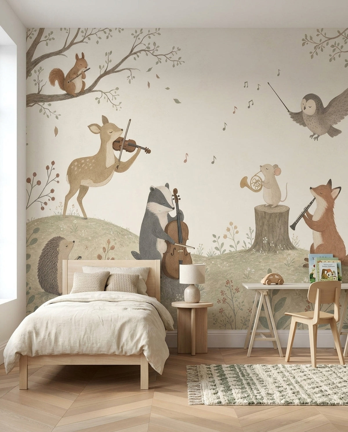 Nursery Wallpaper Woodland Animals Removable Watercolor Wall Decor