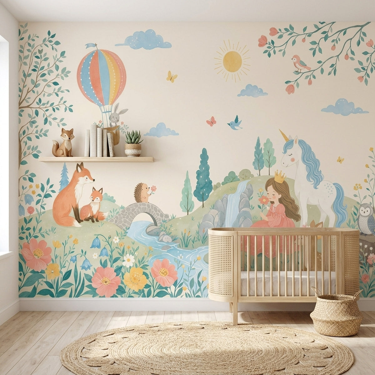 Hot Air Balloon Wallpaper Watercolor Fairy Tale Removable Wall Decor