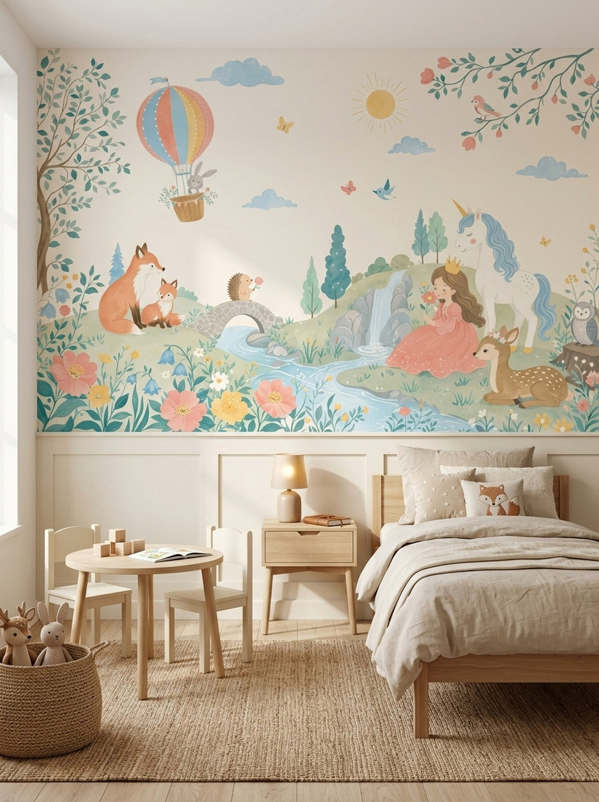 Hot Air Balloon Wallpaper Watercolor Fairy Tale Removable Wall Decor