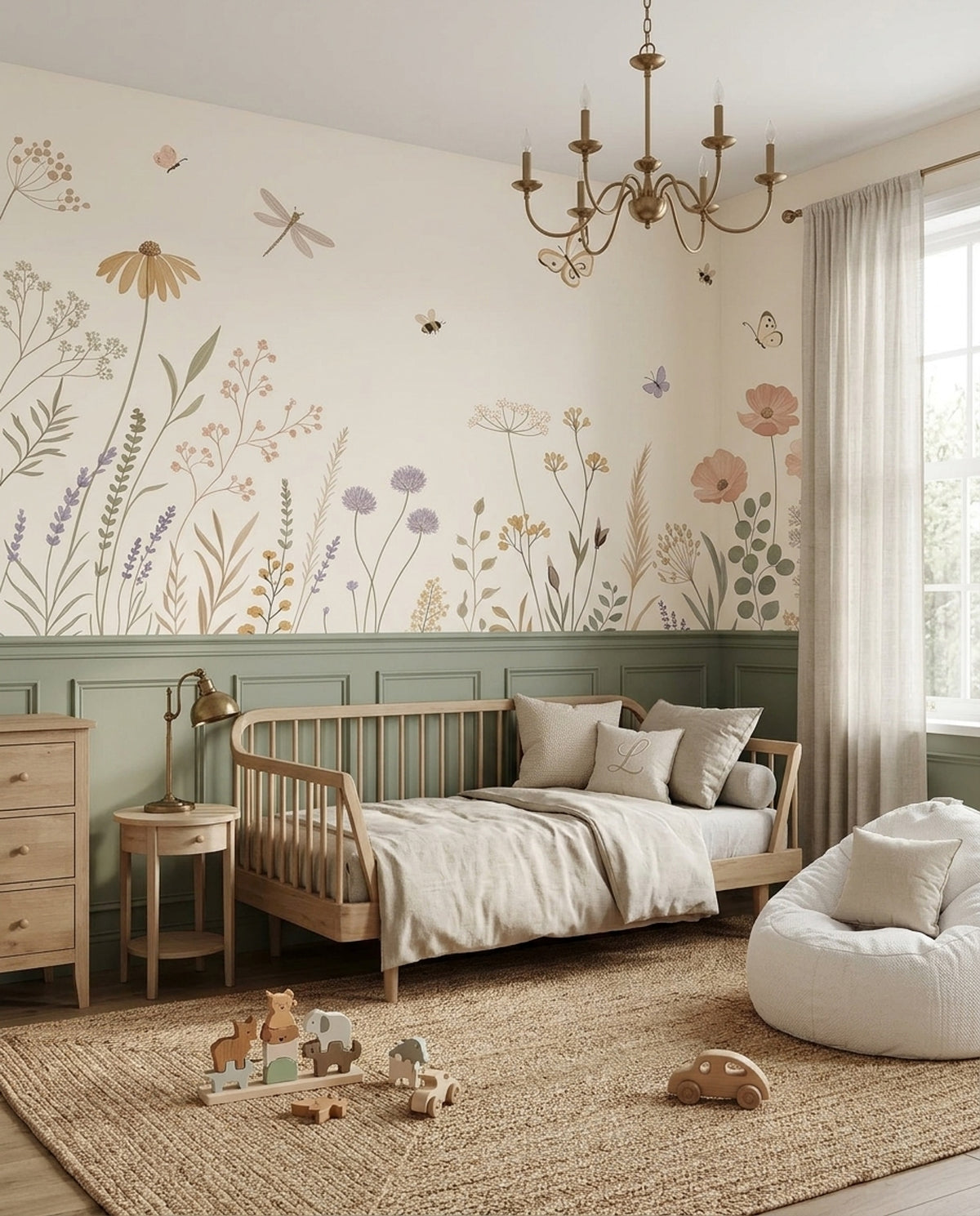 Botanical Wallpaper Wildflowers Watercolor Wall Mural