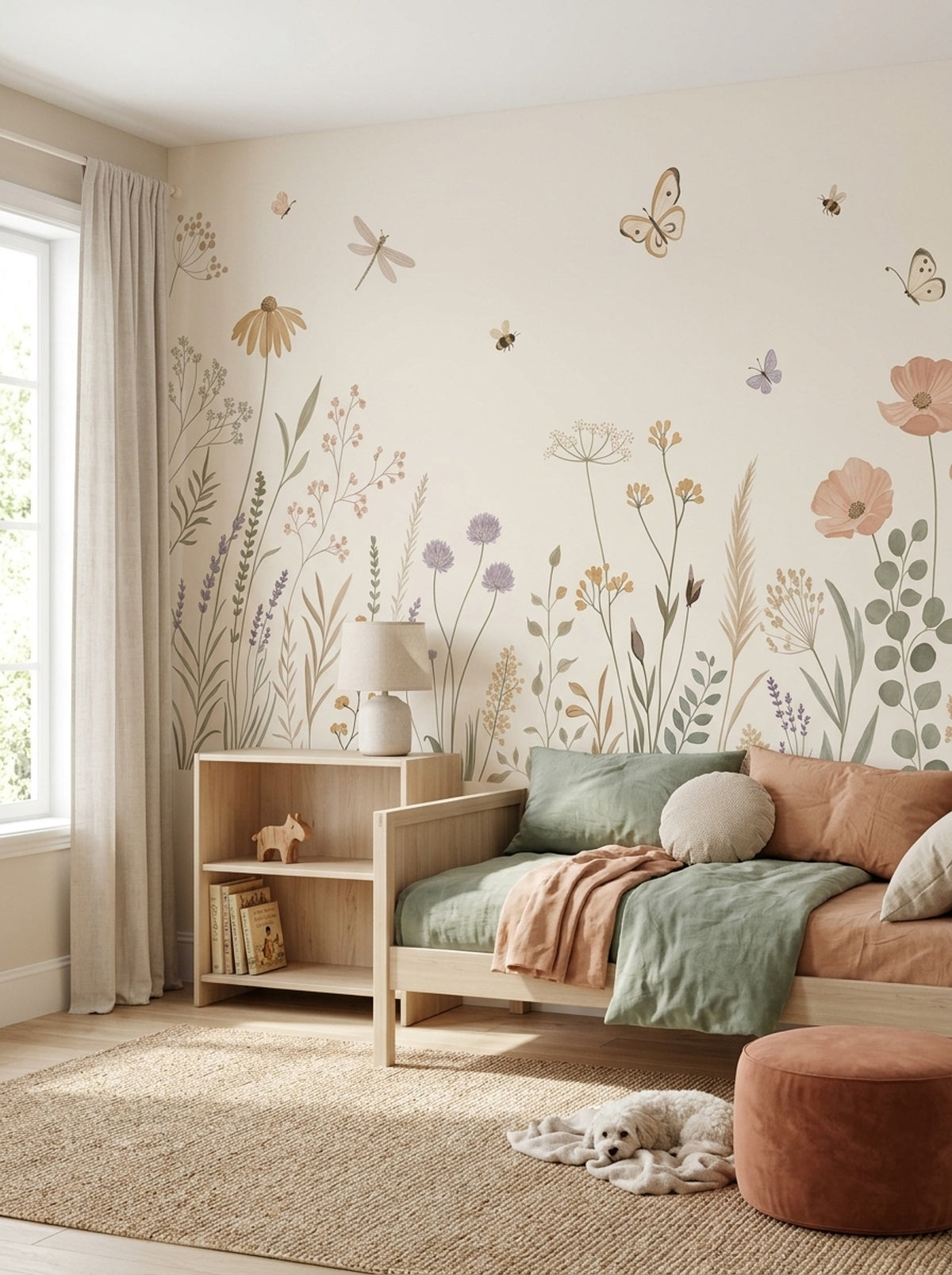 Botanical Wallpaper Wildflowers Watercolor Wall Mural