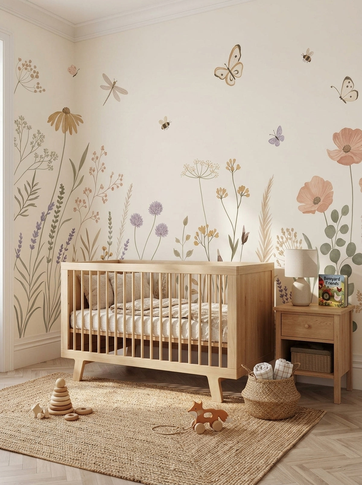 Botanical Wallpaper Wildflowers Watercolor Wall Mural