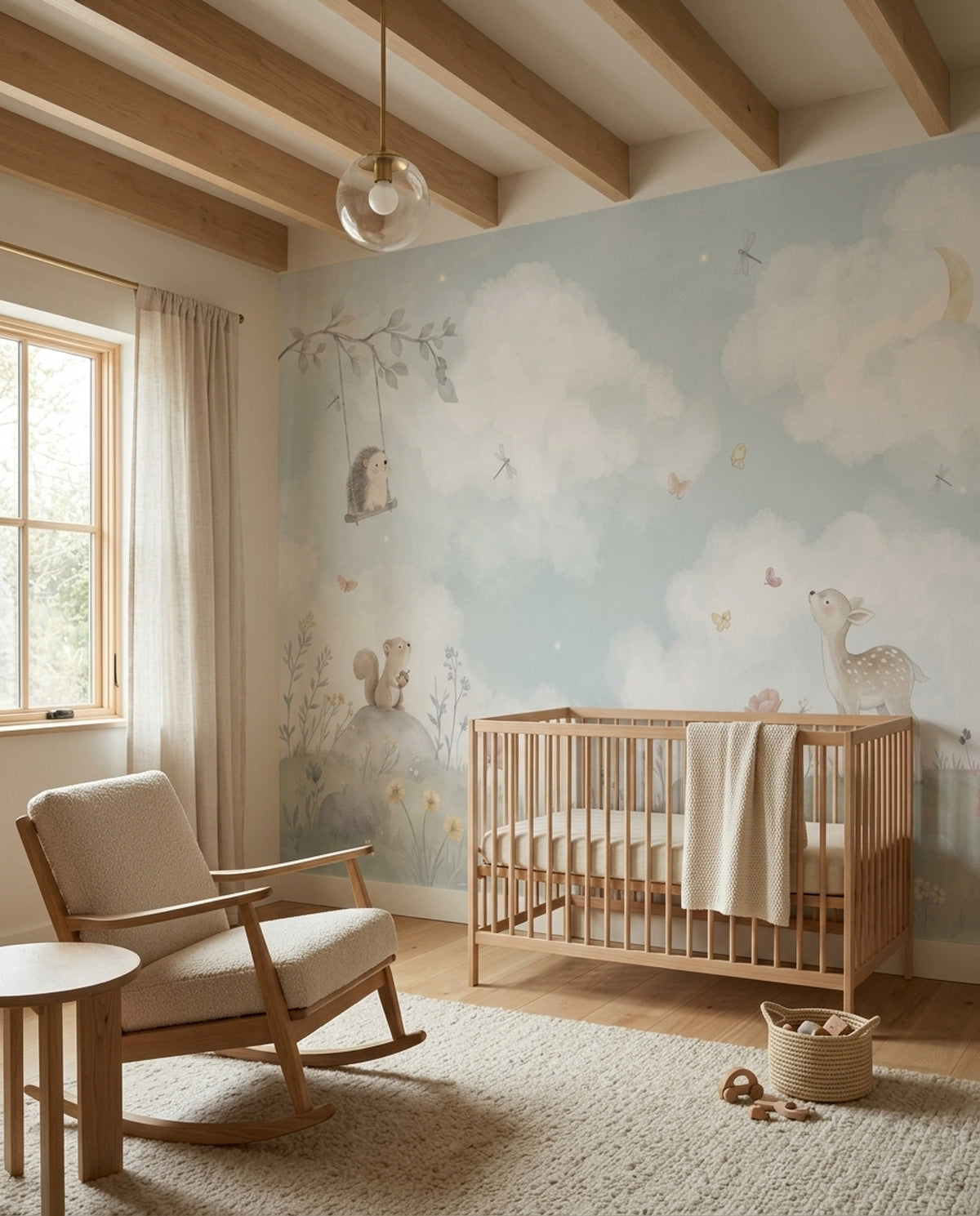 Woodland Animals Wallpaper Watercolor Nursery Removable Wall Decor