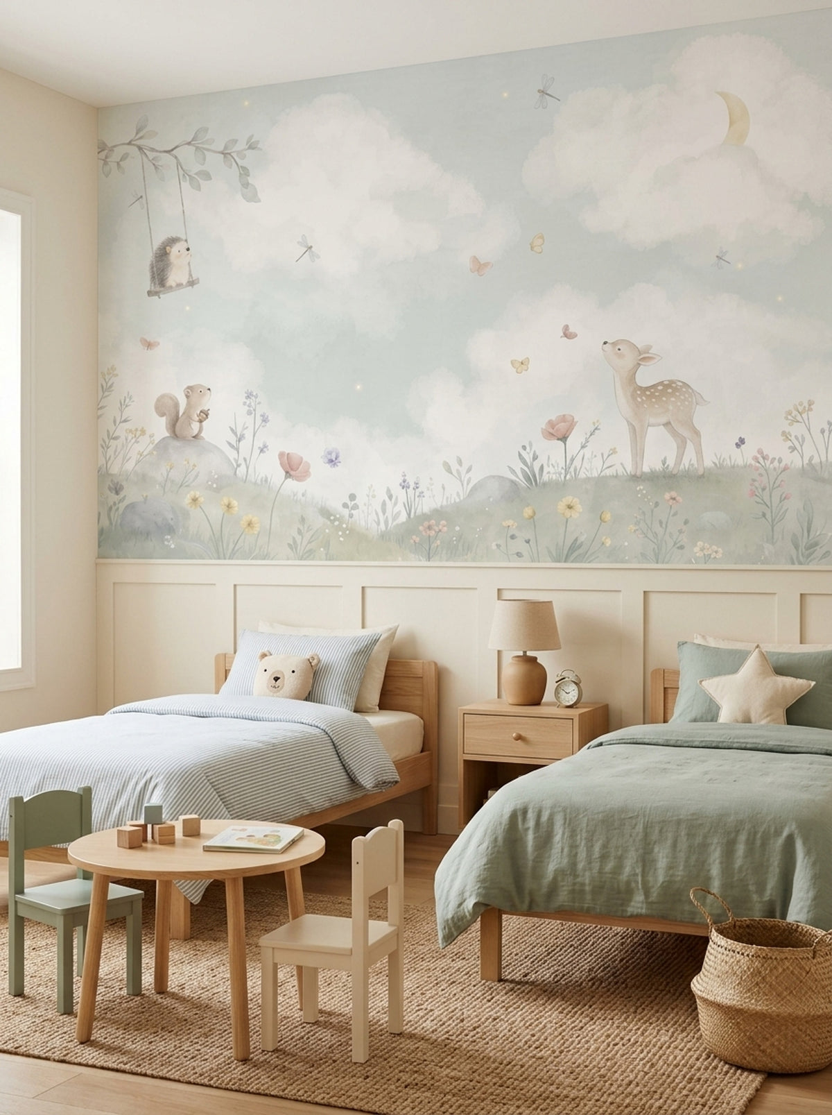 Woodland Animals Wallpaper Watercolor Nursery Removable Wall Decor