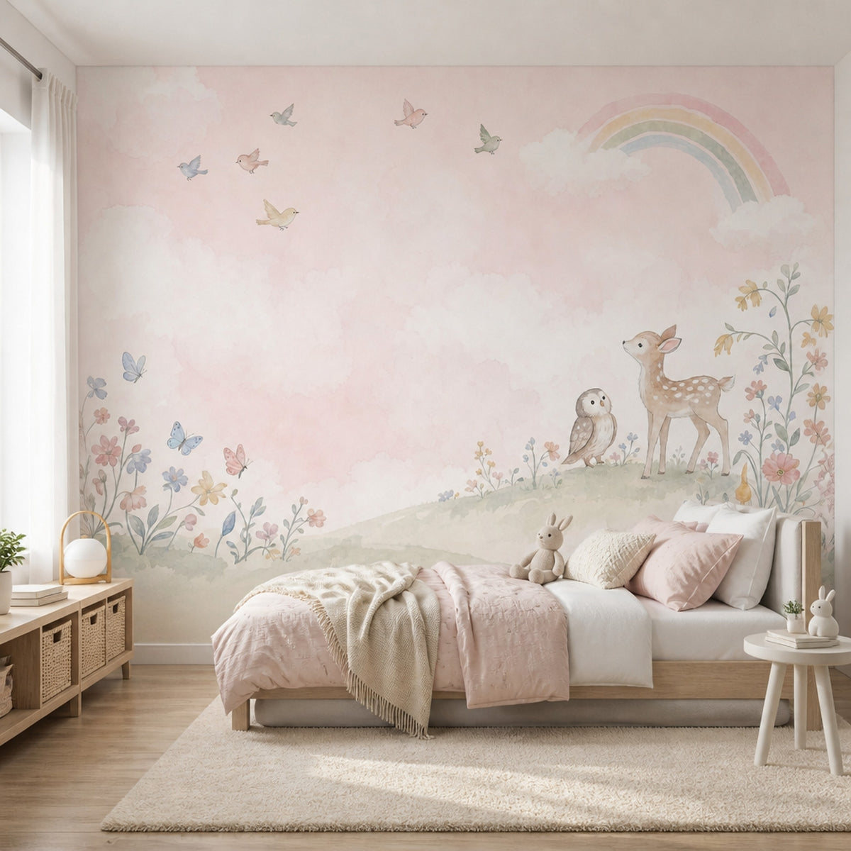 Pastel Nursery Wallpaper Watercolor Rainbow Wall Mural