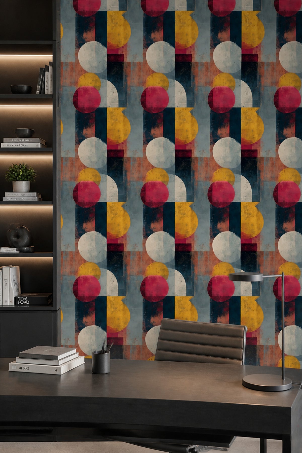 Mid Century Modern Wallpaper Retro Geometric Removable Wall Decor