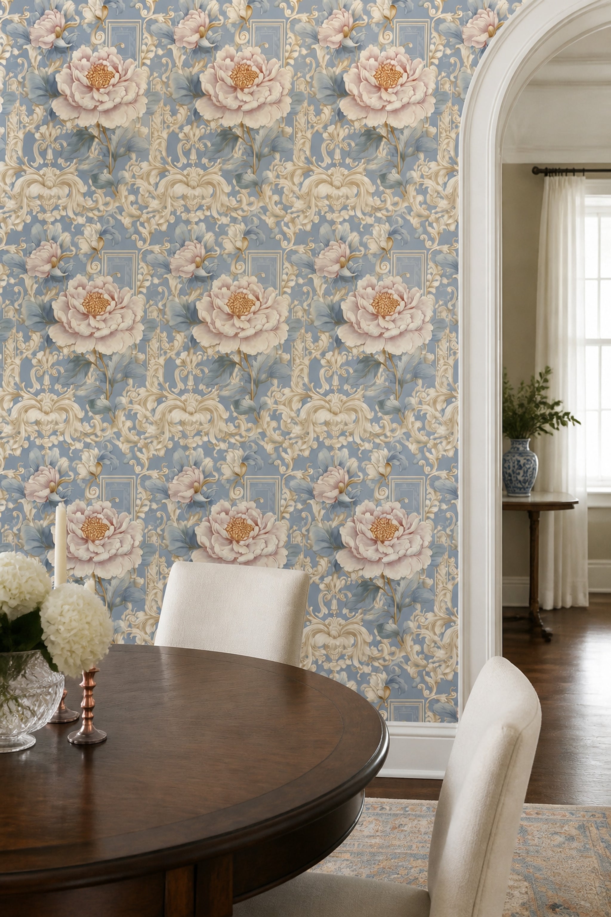 Peony Wallpaper Floral Removable Baroque Wall Double Roll