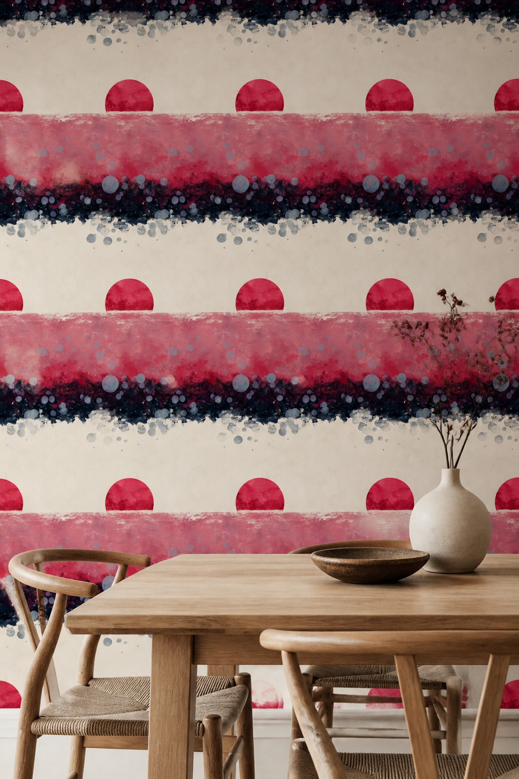 Abstract Wallpaper Geometric Circles Removable Wall Decor