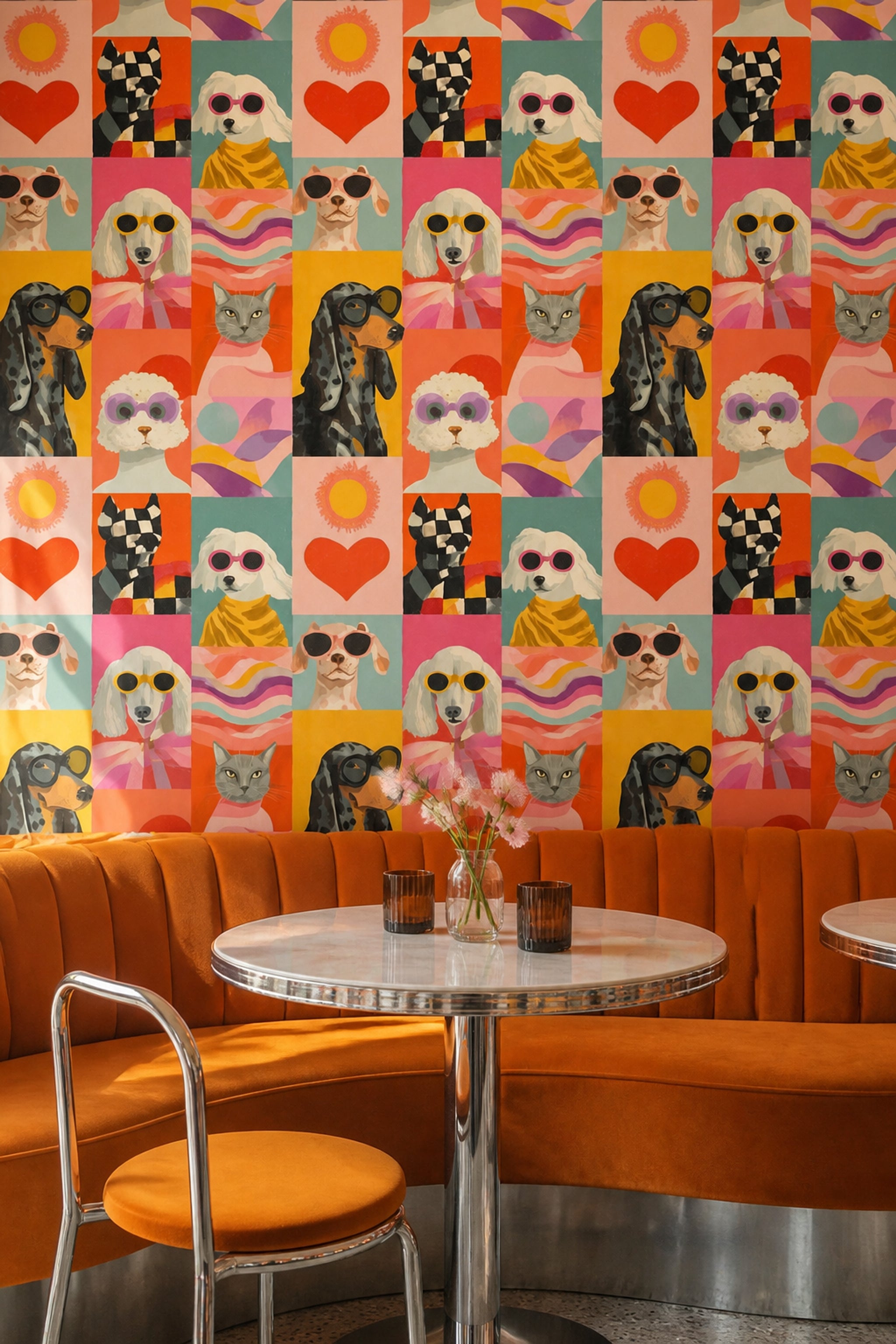 Colorful Pets Wallpaper Dogs Removable Cat Wall Double Roll
