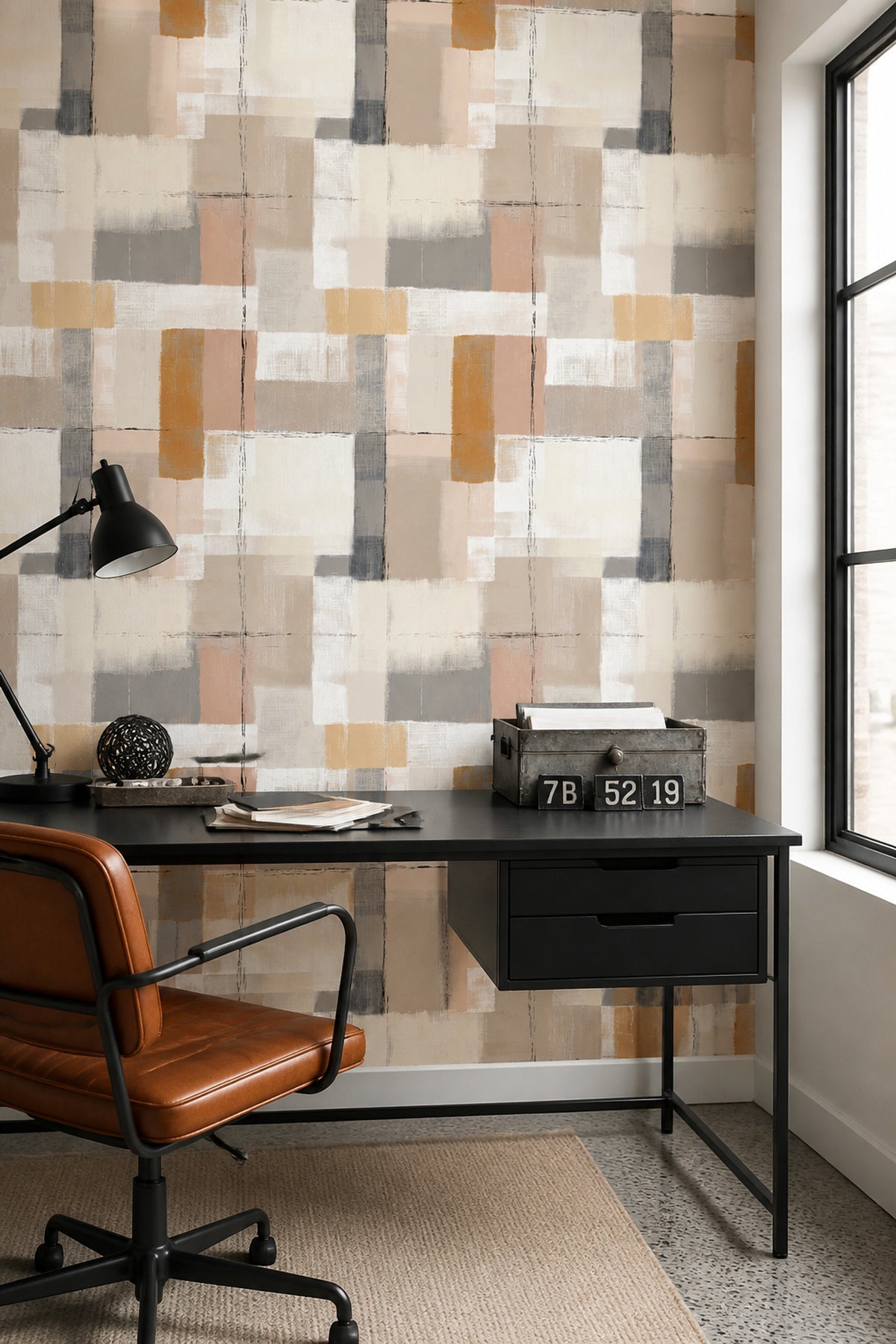 Geometric Wallpaper Abstract Neutral Removable Wall Decor