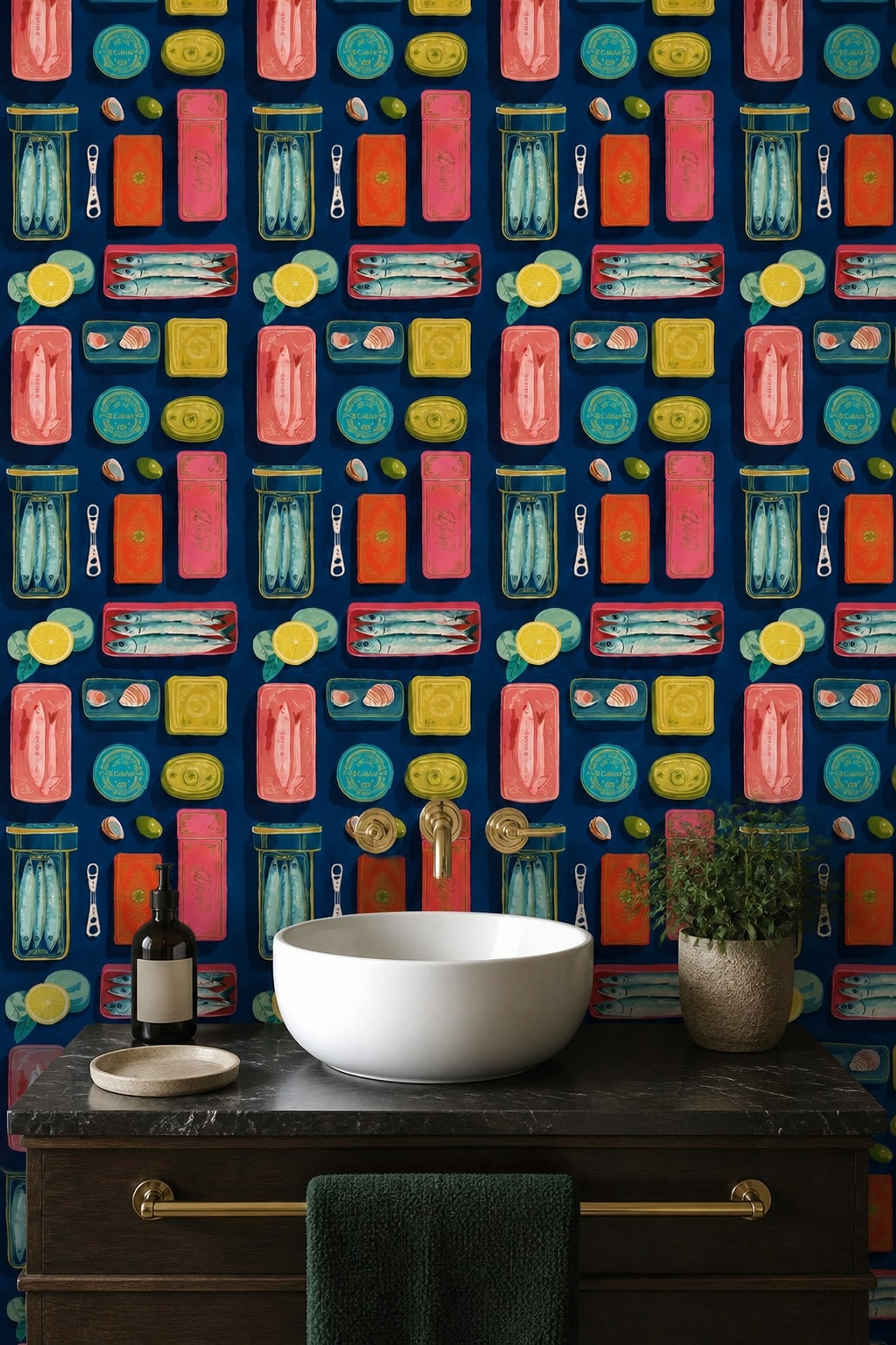 Tinned Fish Wallpaper Sardines Removable Mediterranean Wall Double Roll