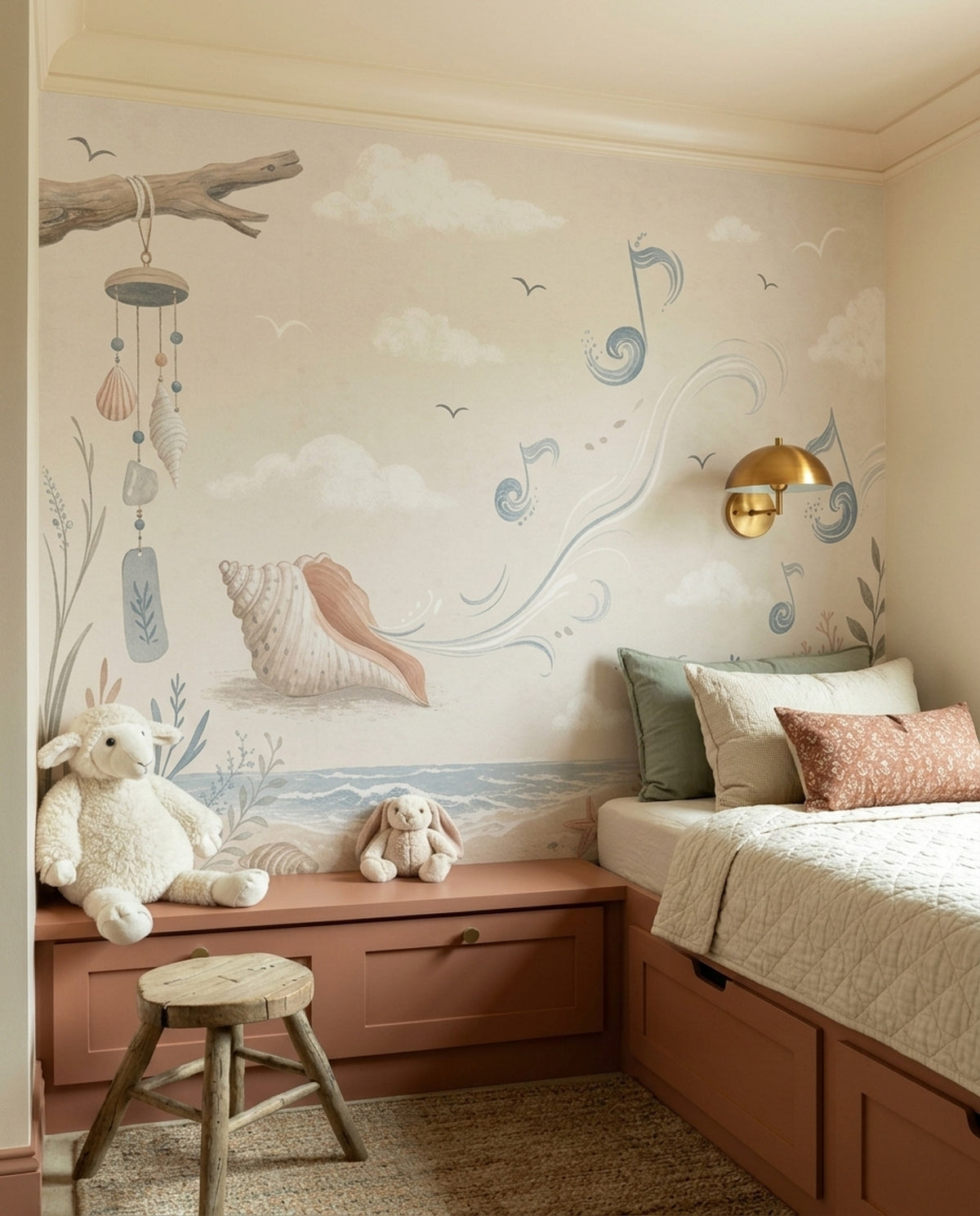 Coastal Wallpaper Seashells Beach Wall Mural