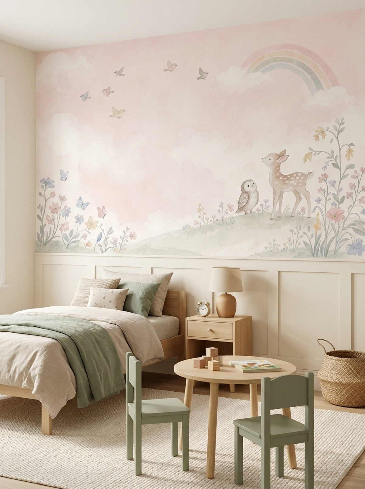 Pastel Nursery Wallpaper Watercolor Rainbow Wall Mural