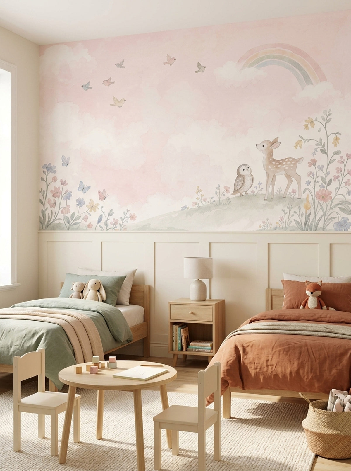 Pastel Nursery Wallpaper Watercolor Rainbow Wall Mural