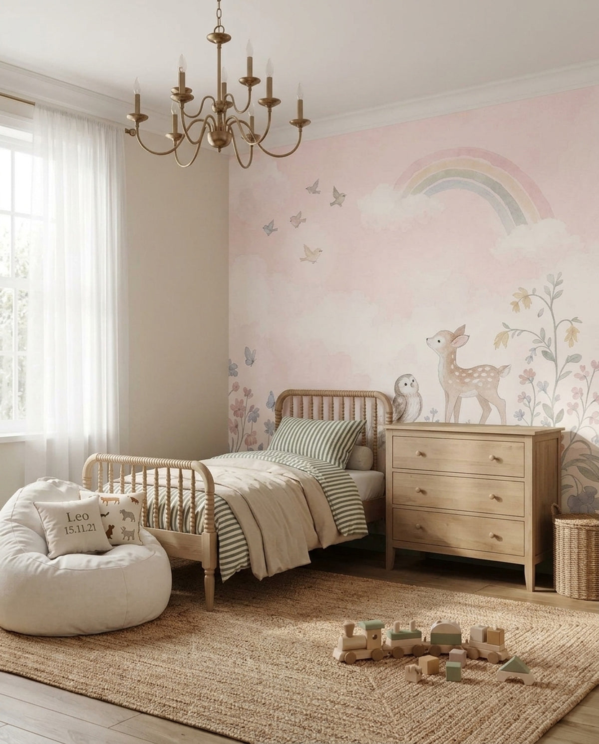 Pastel Nursery Wallpaper Watercolor Rainbow Wall Mural