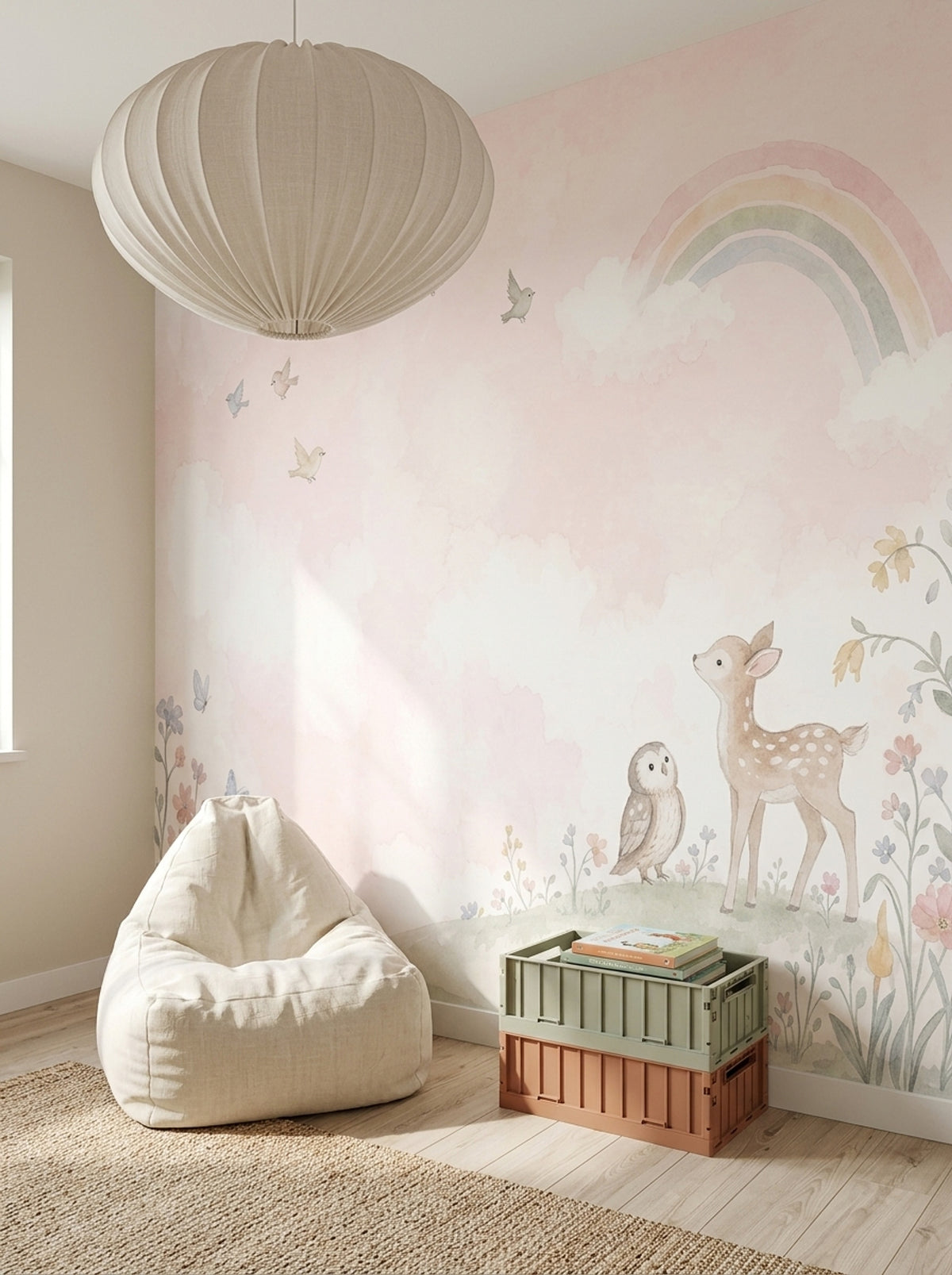 Pastel Nursery Wallpaper Watercolor Rainbow Wall Mural