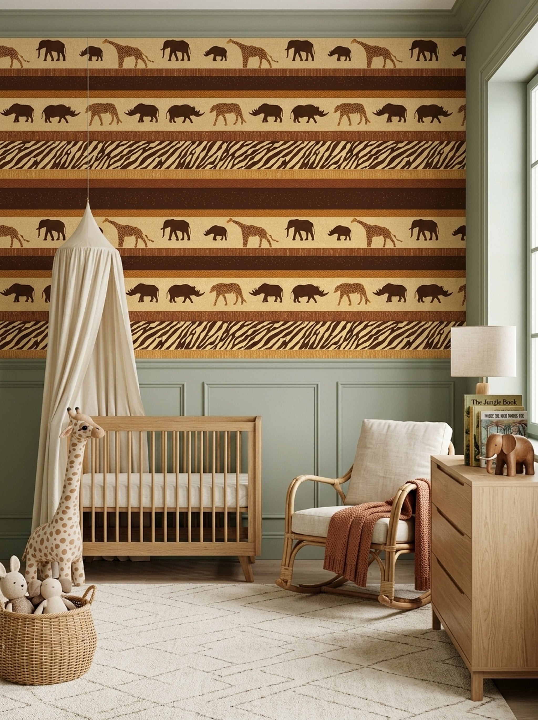 African Safari Wallpaper Wild Animals Zebra Stripe Removable Wall Decor
