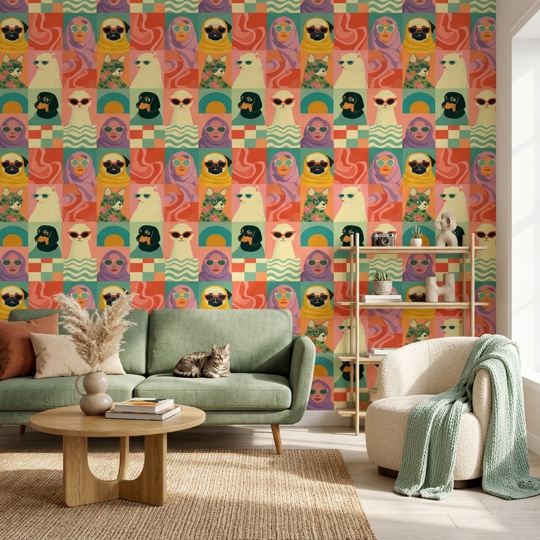 Patchwork Wallpaper Bright Whimsical Removable Wall Decor