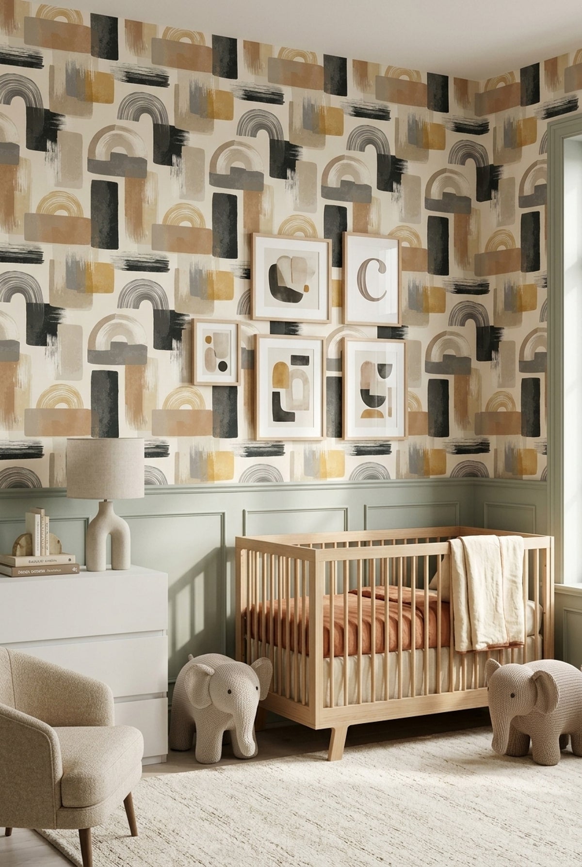 Abstract Wallpaper Geometric Removable Brush Strokes Wall Double Roll
