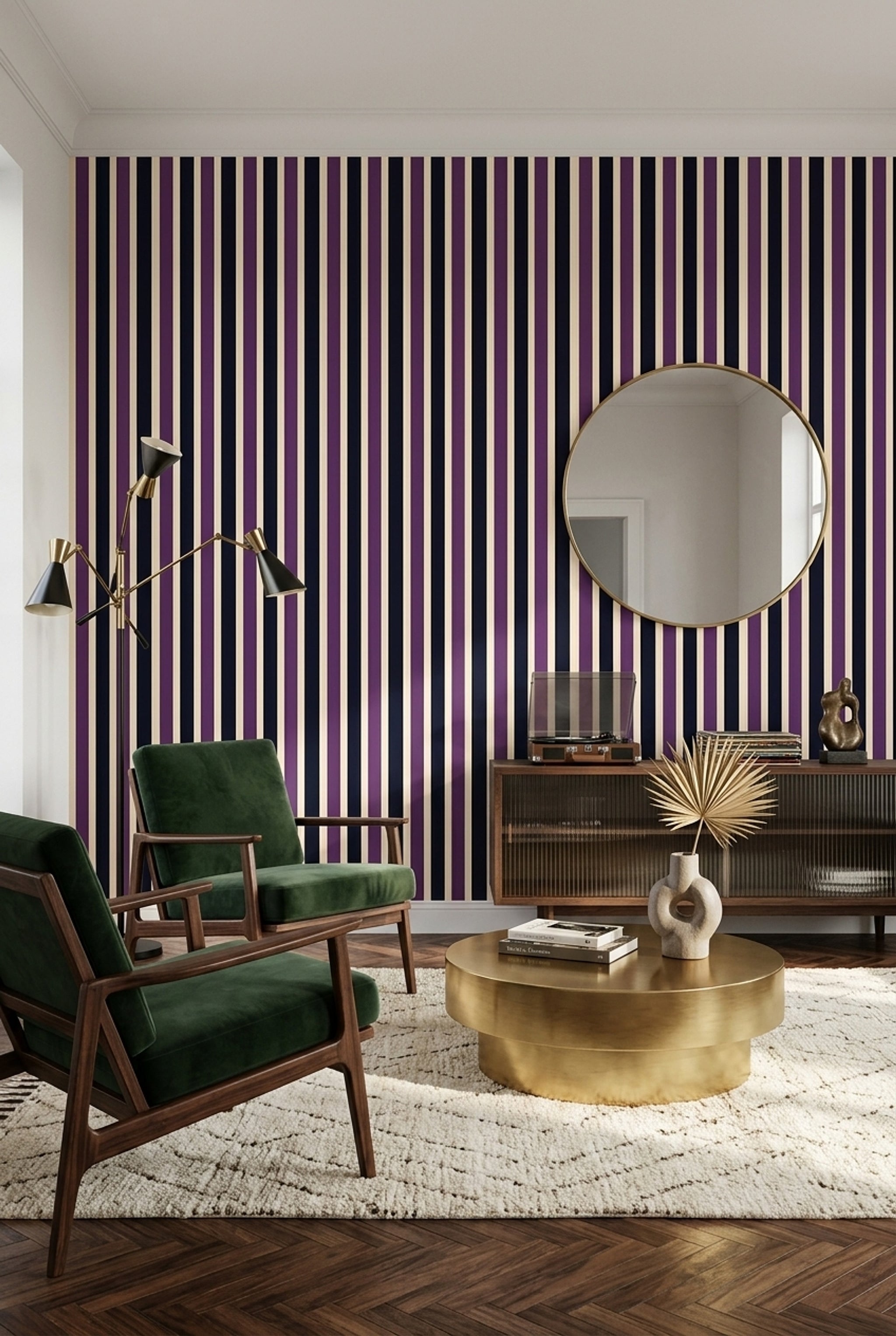 Vertical Stripes Wallpaper Striped Wallpaper Removable Geometric Wall Double Roll