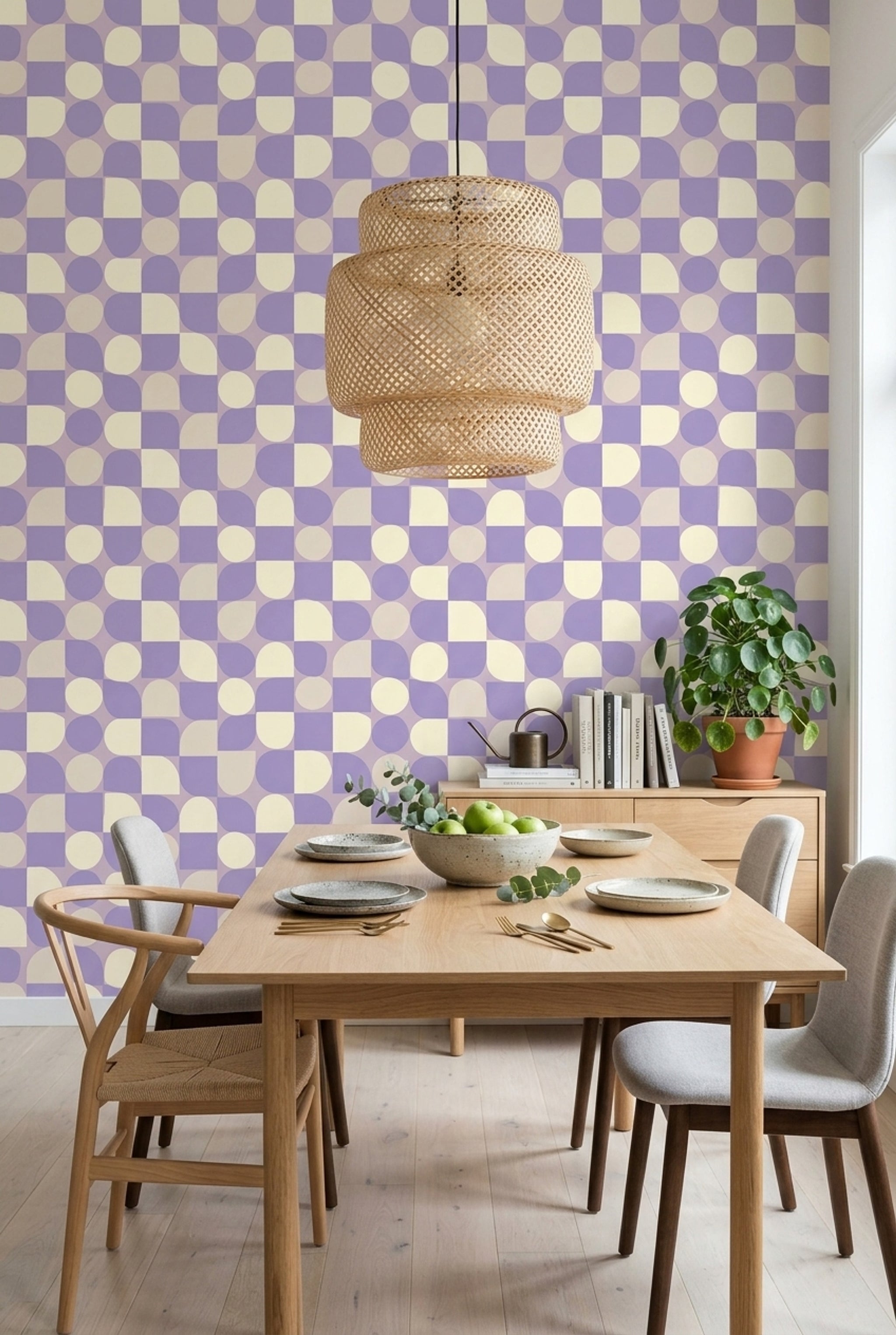 Abstract Pattern Wallpaper Geometric Blocks Pastel Decorative Mural